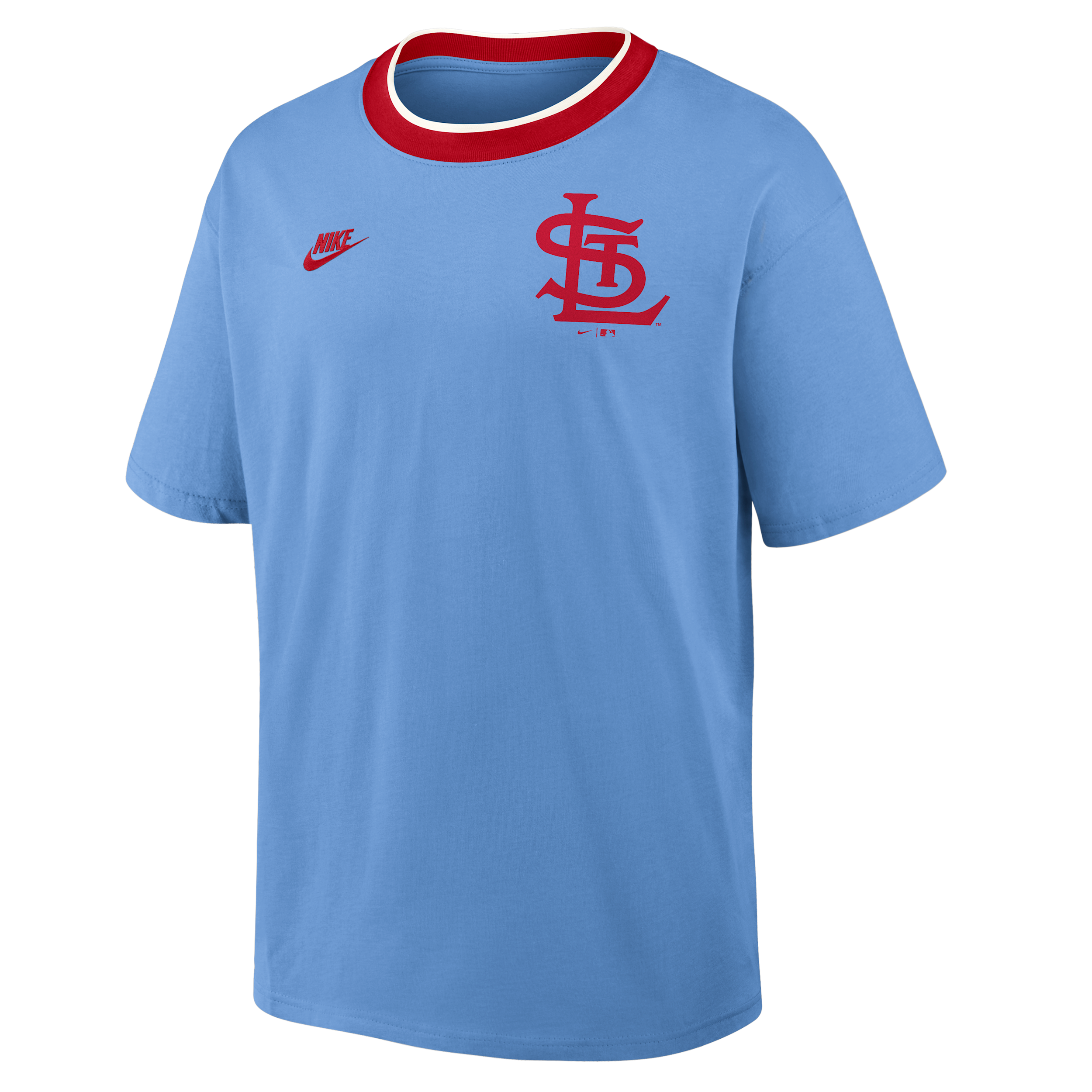 St. Louis Cardinals Cooperstown Ringer Nike Men's MLB T-Shirt in Blue | 045Q0H67S67-N3R