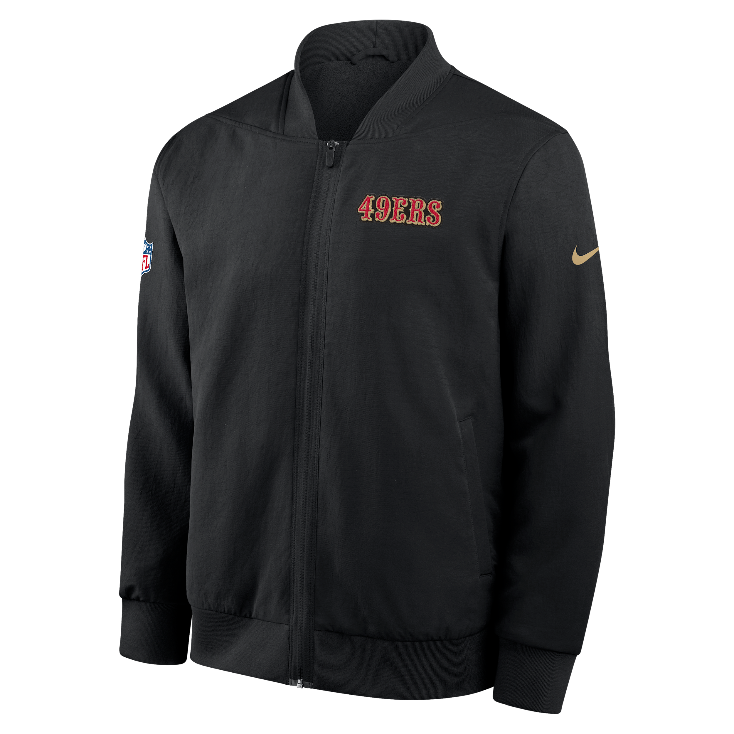 San Francisco 49ers Rivalries Collection Sideline Nike Men's NFL Full-Zip Bomber Jacket in Black | 03AU00A9B-TFK