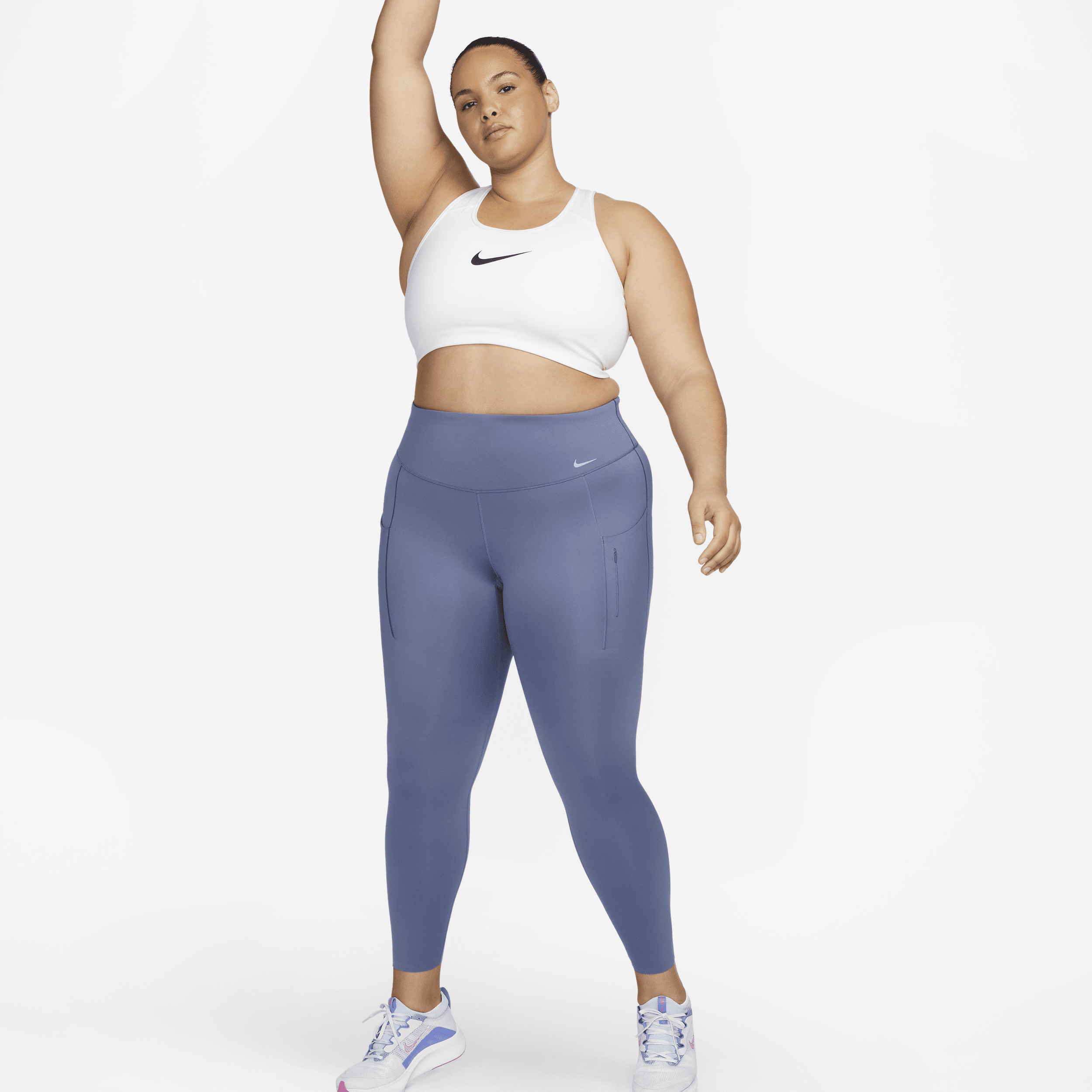 Nike Women's Go Firm-support High-waisted Full-length Leggings With Pockets (plus Size) In Blue