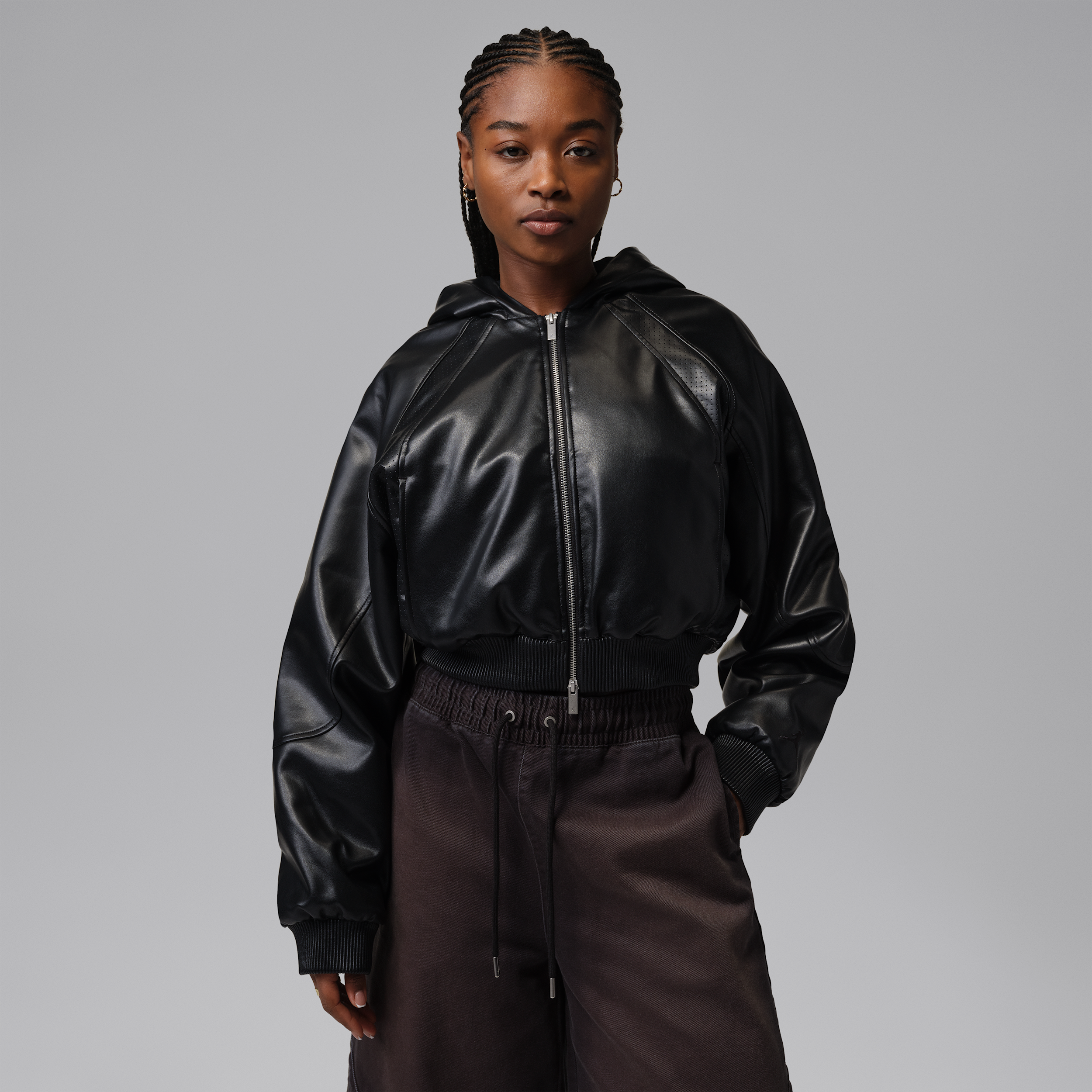 Women's Jordan Flight Faux Leather Jacket in Black | IF0947-010