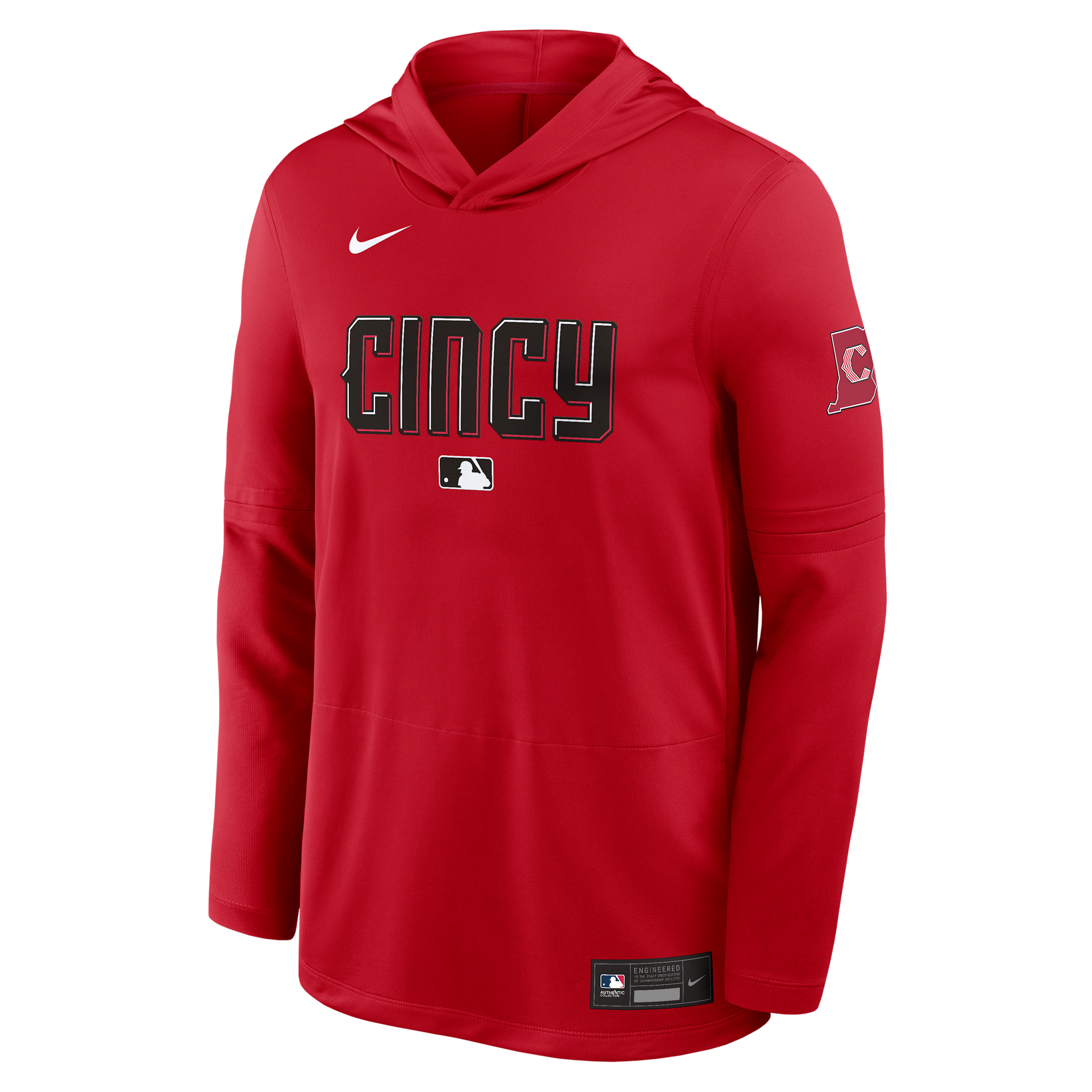 Cincinnati Reds City Connect Nike Men's Dri-FIT MLB Long-Sleeve Hooded Top in Red | 03B911TJRED-P1U