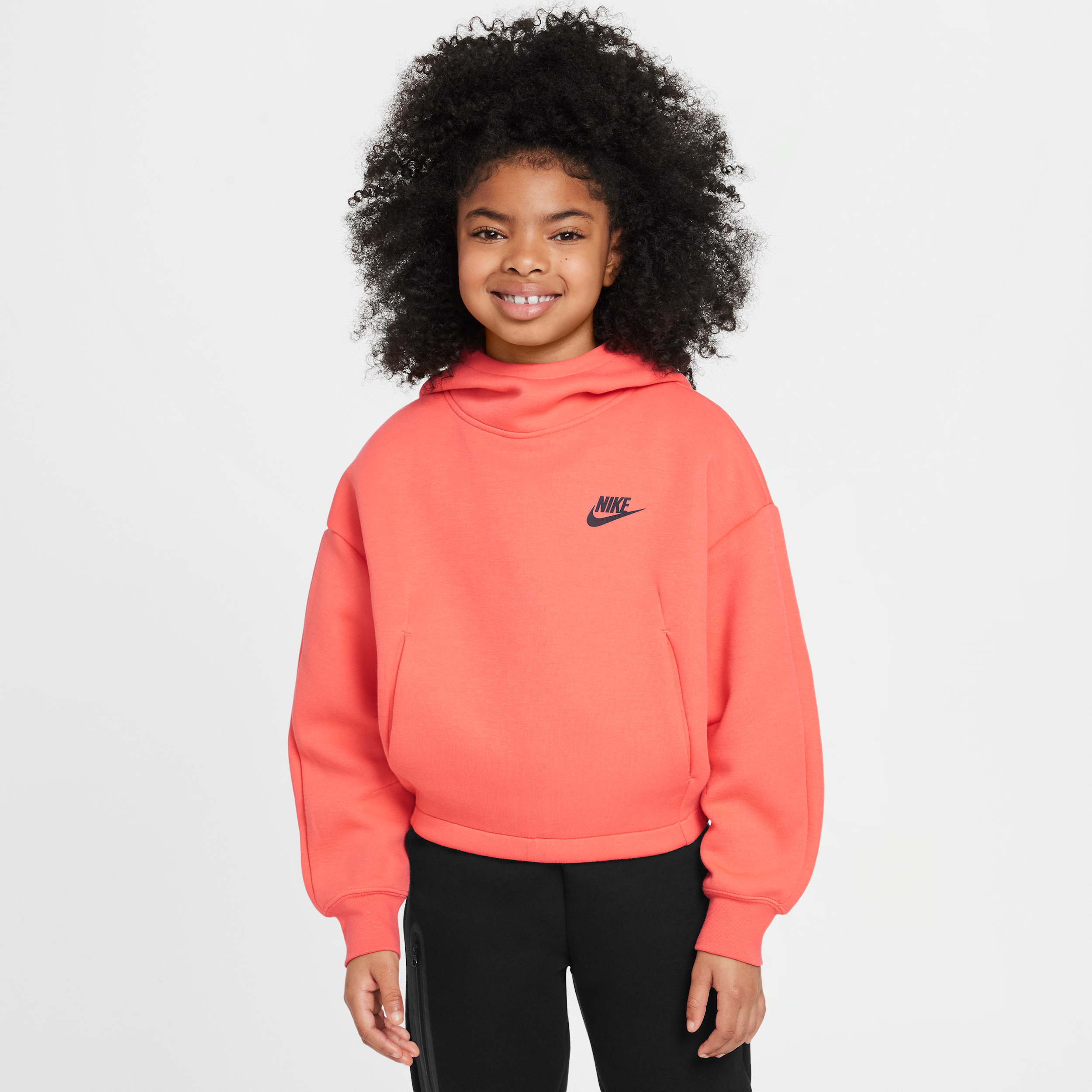 Nike Women's  Sportswear Tech Fleece Girls' Oversized Hoodie In Orange
