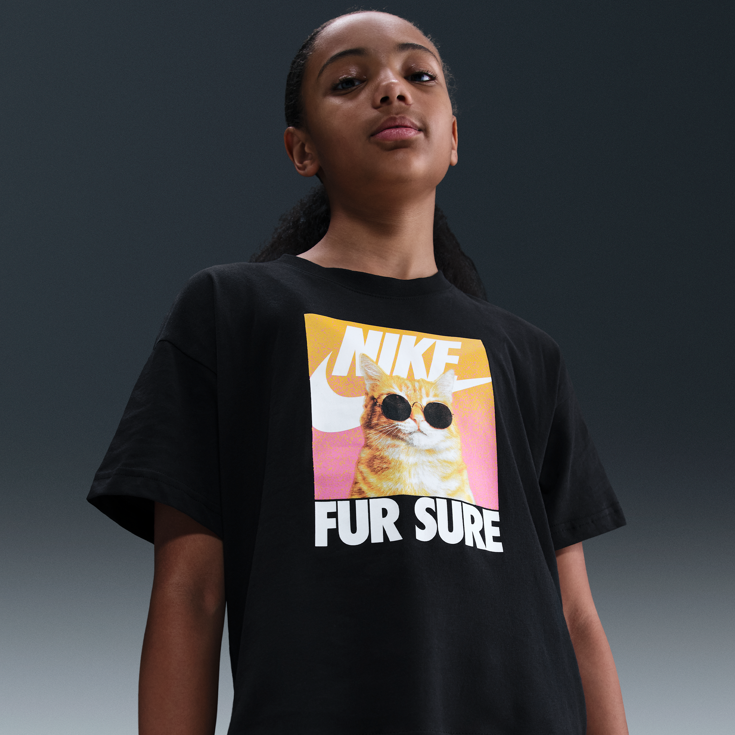 Nike Sportswear Big Kids' (Girls') T-Shirt in Black | IM6574-010