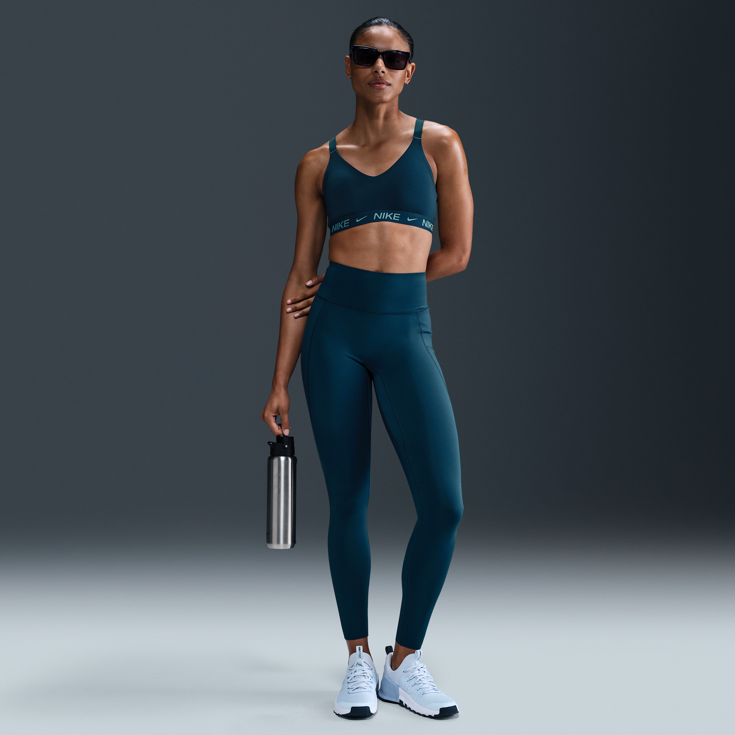 Nike Women's Universa -support High-waisted Full-length Leggings With Pockets In Blue