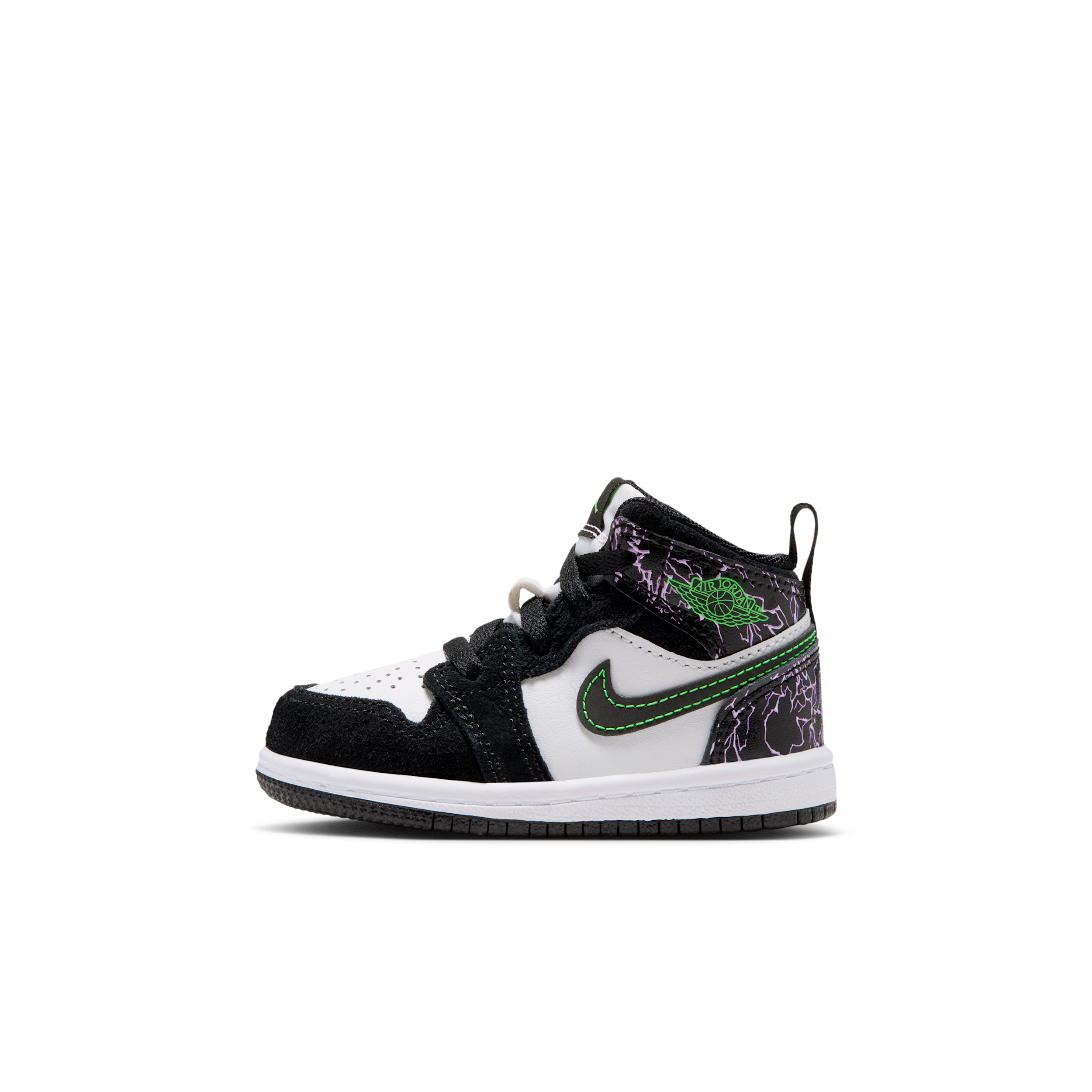 Boys Jordan AJ 1 Mid SE - Boys' Toddler Basketball Shoes Black/Green/Purple Size 09.0
