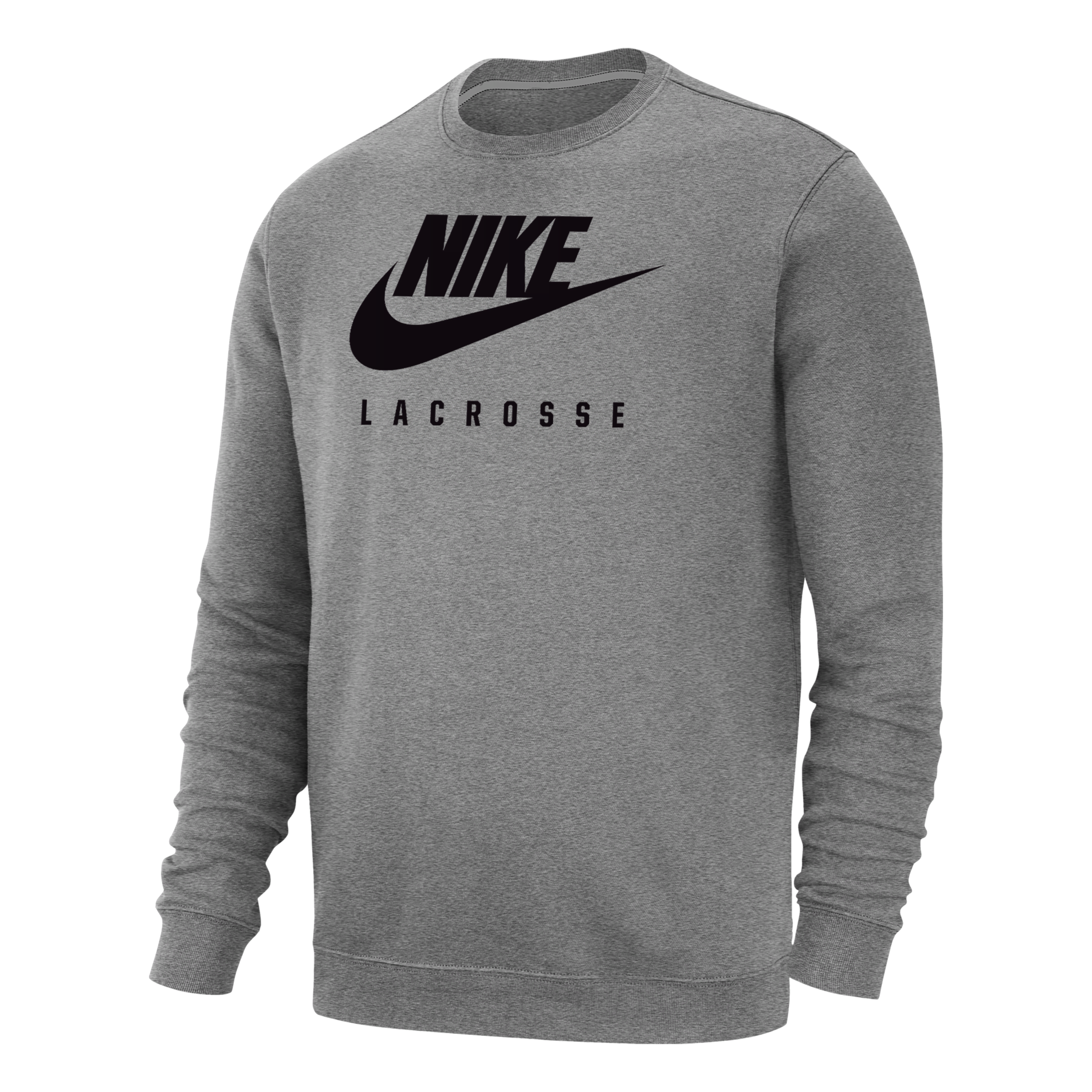 Nike Men's Swoosh Lacrosse Crew-neck Sweatshirt In Grey