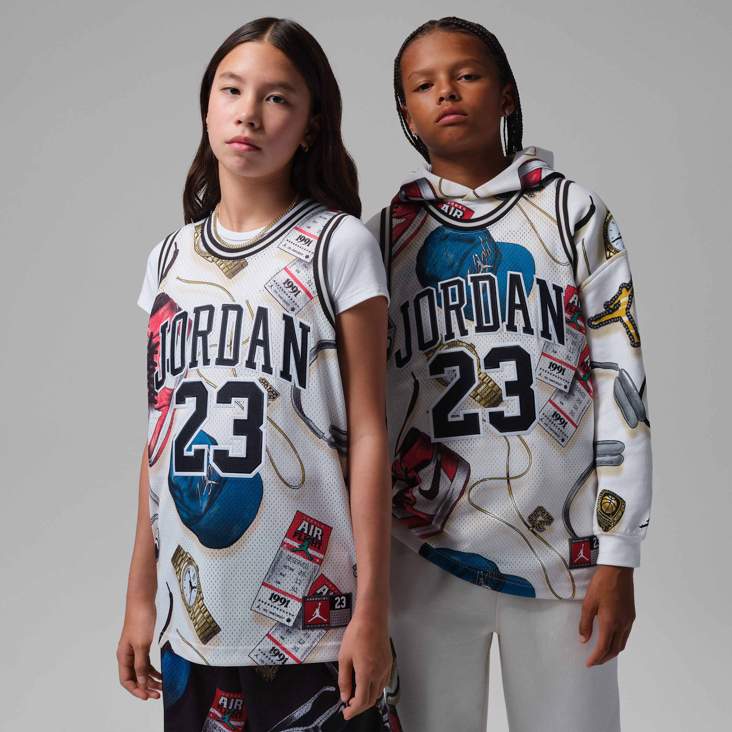 Jordan Big Kids' Printed 23 Jersey in White | 95C655-JGN
