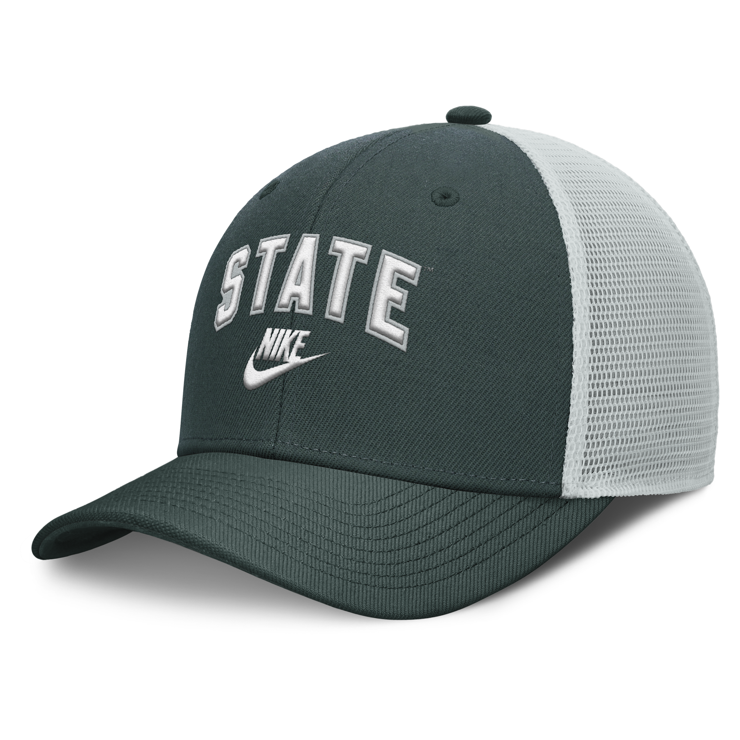 Nike Michigan State Legacy Arch Rise  Men's Dri-fit College Trucker Adjustable Hat In Green