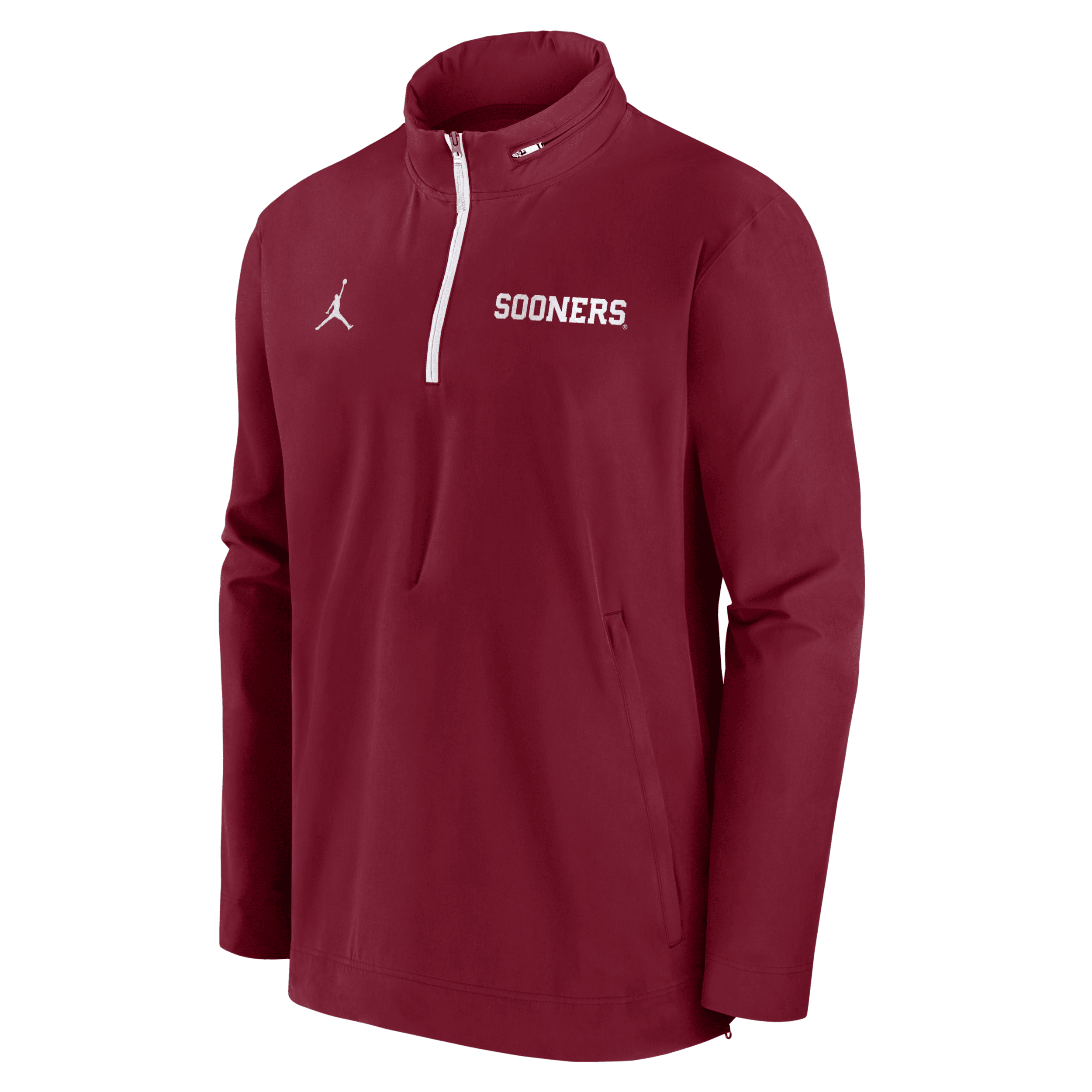 JORDAN OKLAHOMA SOONERS SIDELINE COACH NIKE MEN'S COLLEGE 1/2-ZIP HOODED JACKET 1015709486