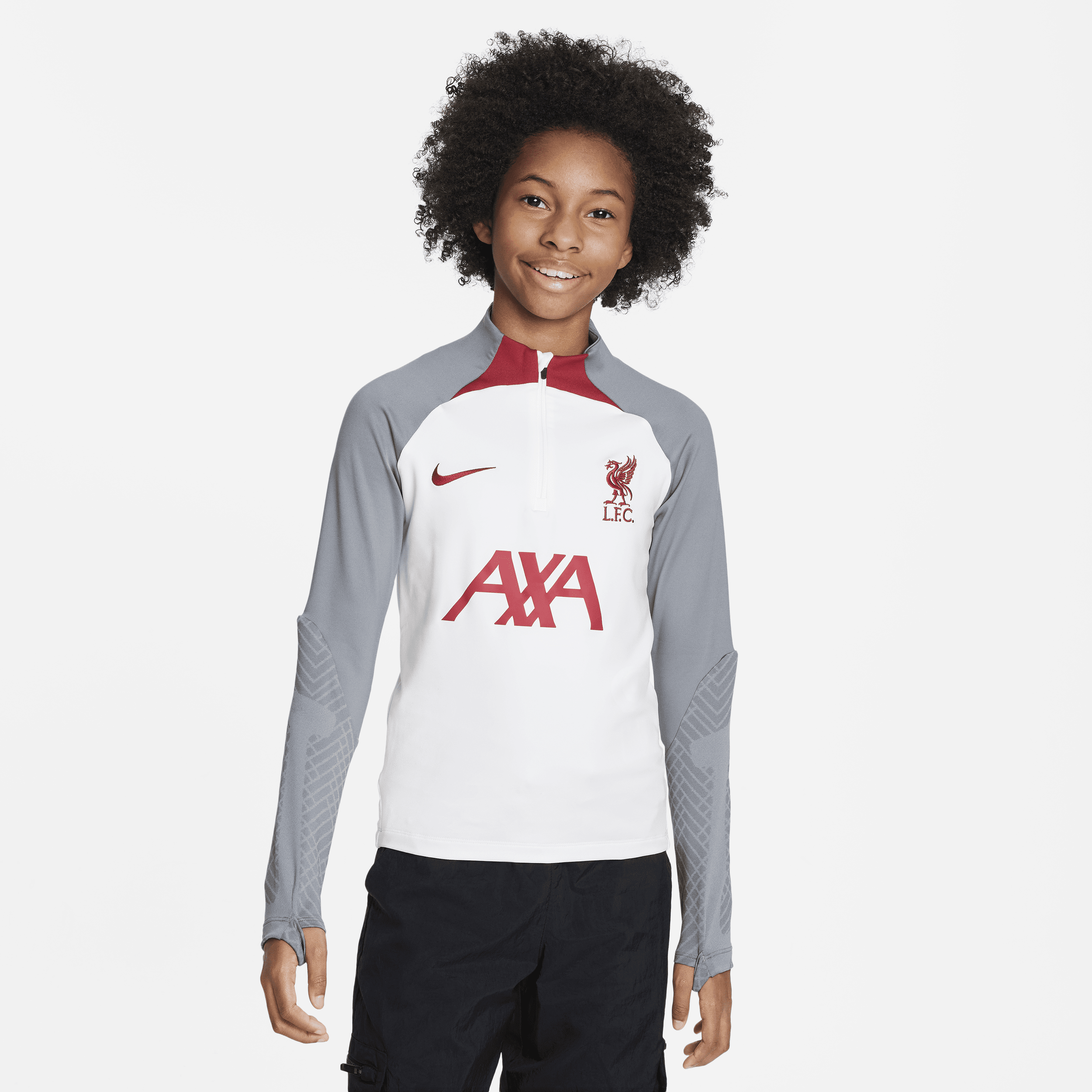 Nike Liverpool Strike Big Kids'  Dri-fit Soccer 1/4-zip Drill Top In White