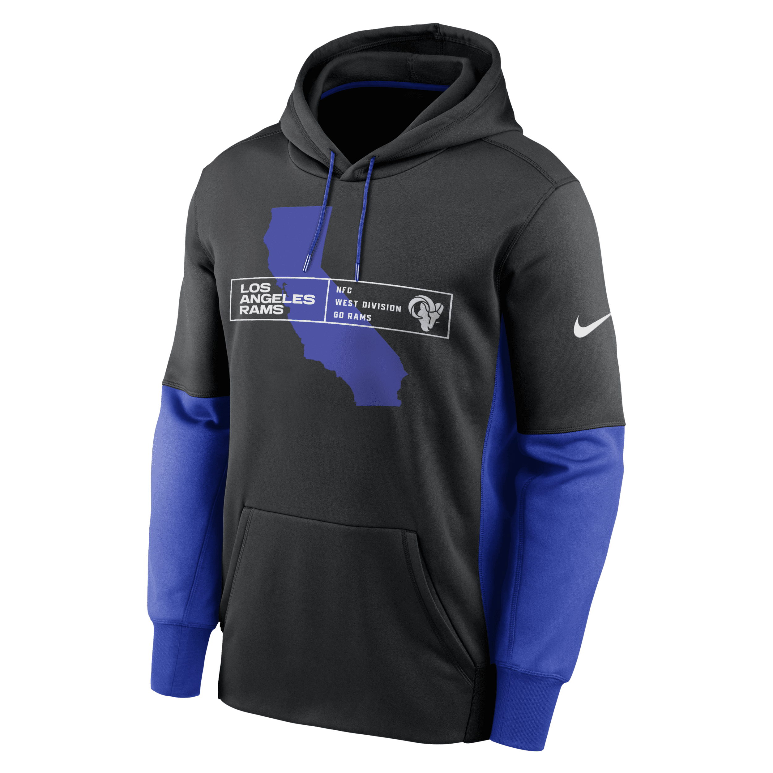 Shop Nike Men's Los Angeles Rams Color Block  Therma Nfl Pullover Hoodie In Black
