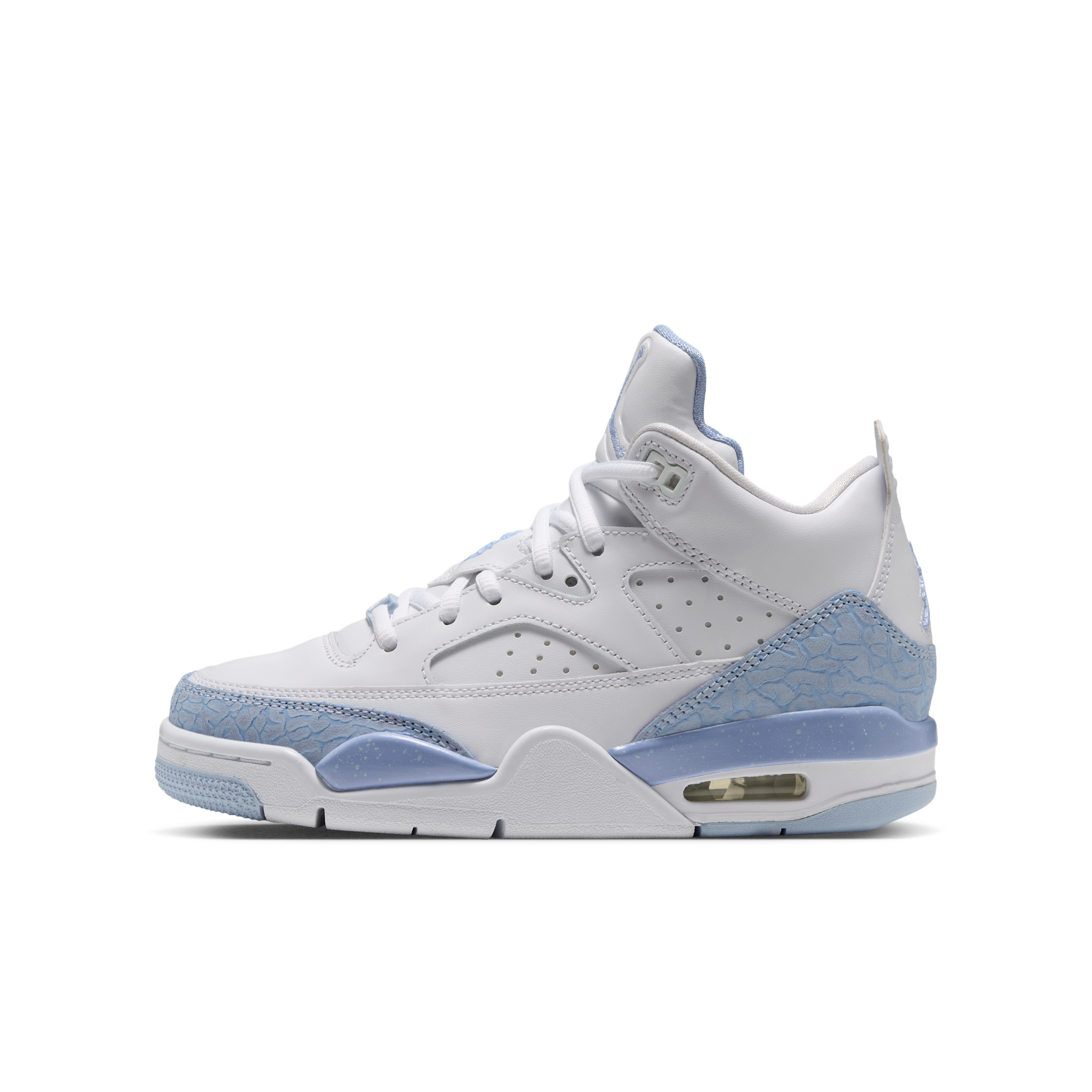 Jordan Kids' Grade School Son of Mars Low Basketball Shoes, Size 4, White/Aluminum/Hydrogen Blue