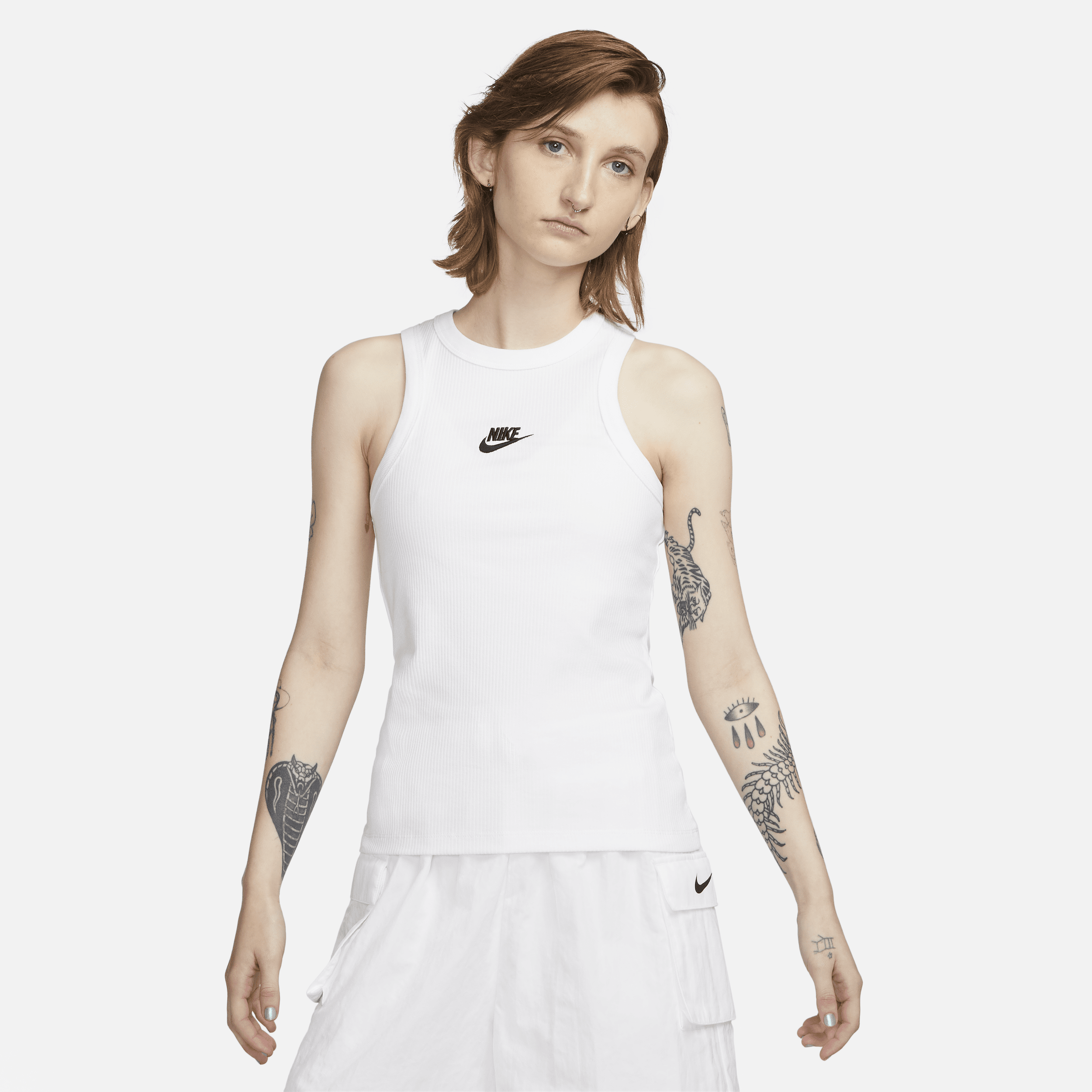 Nike Women's  Sportswear Ribbed Tank Top In White