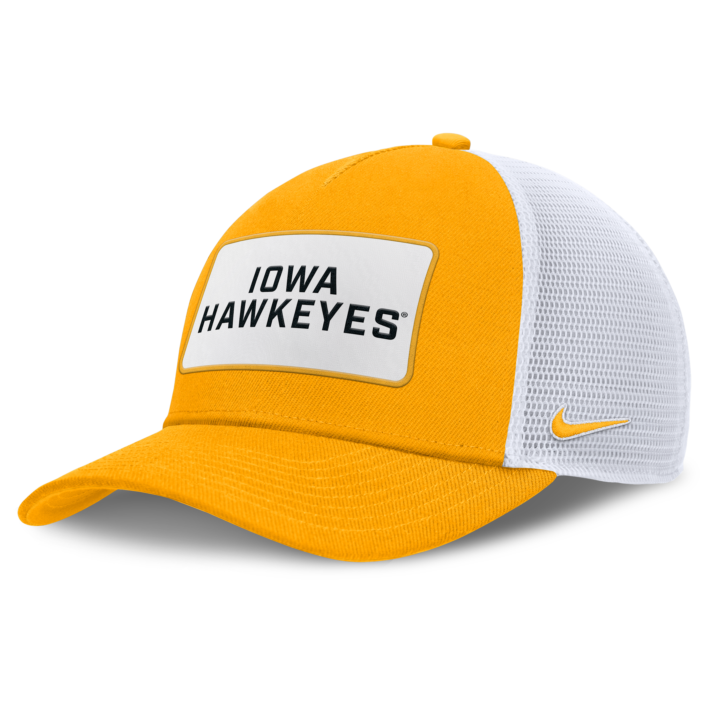 Nike Men's Gold/white Iowa Hawkeyes 2025 On-field Rise Patch Trucker Adjustable Hat In Yellow