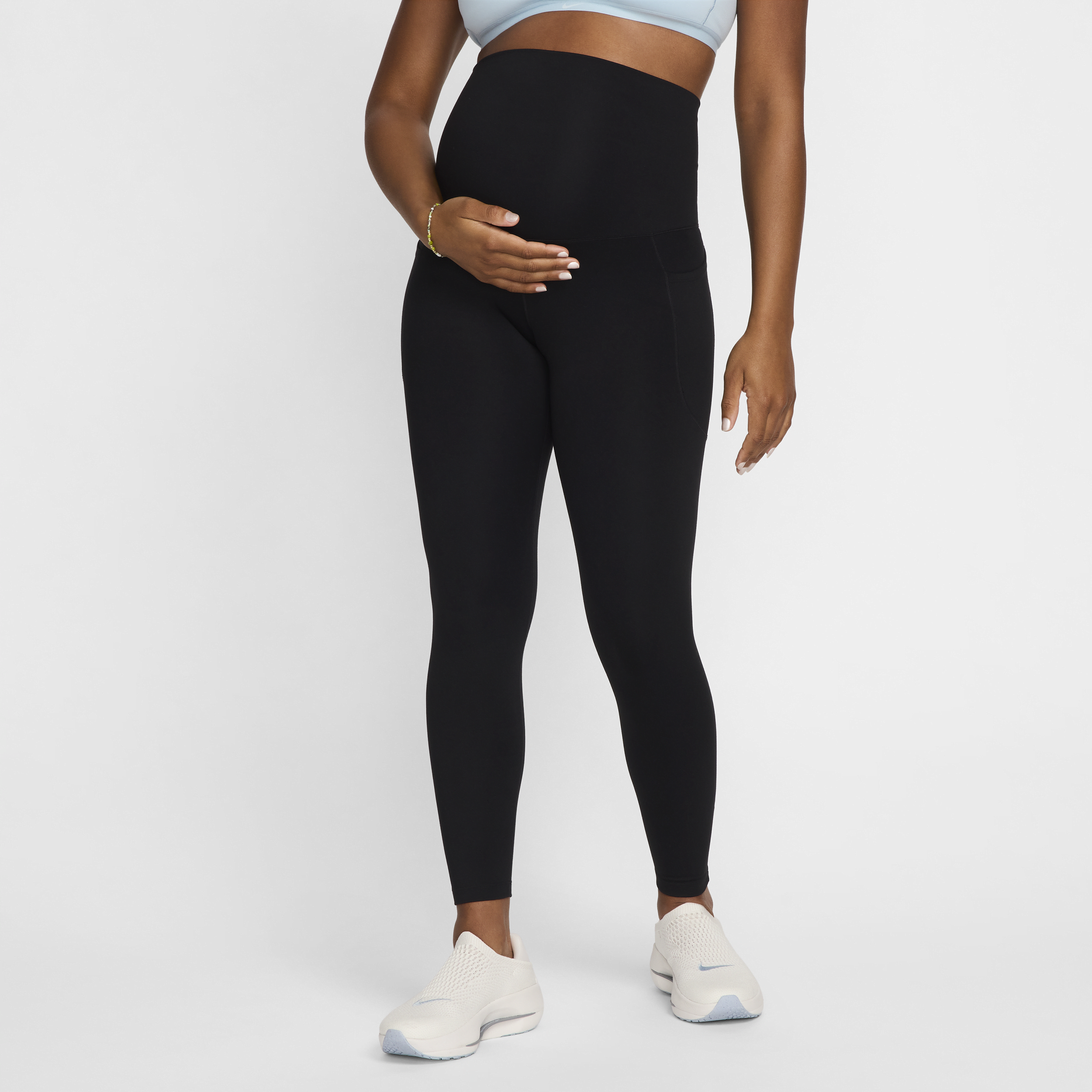 Shop Nike Women's (m) One High-waisted 7/8 Leggings With Pockets (maternity) In Black