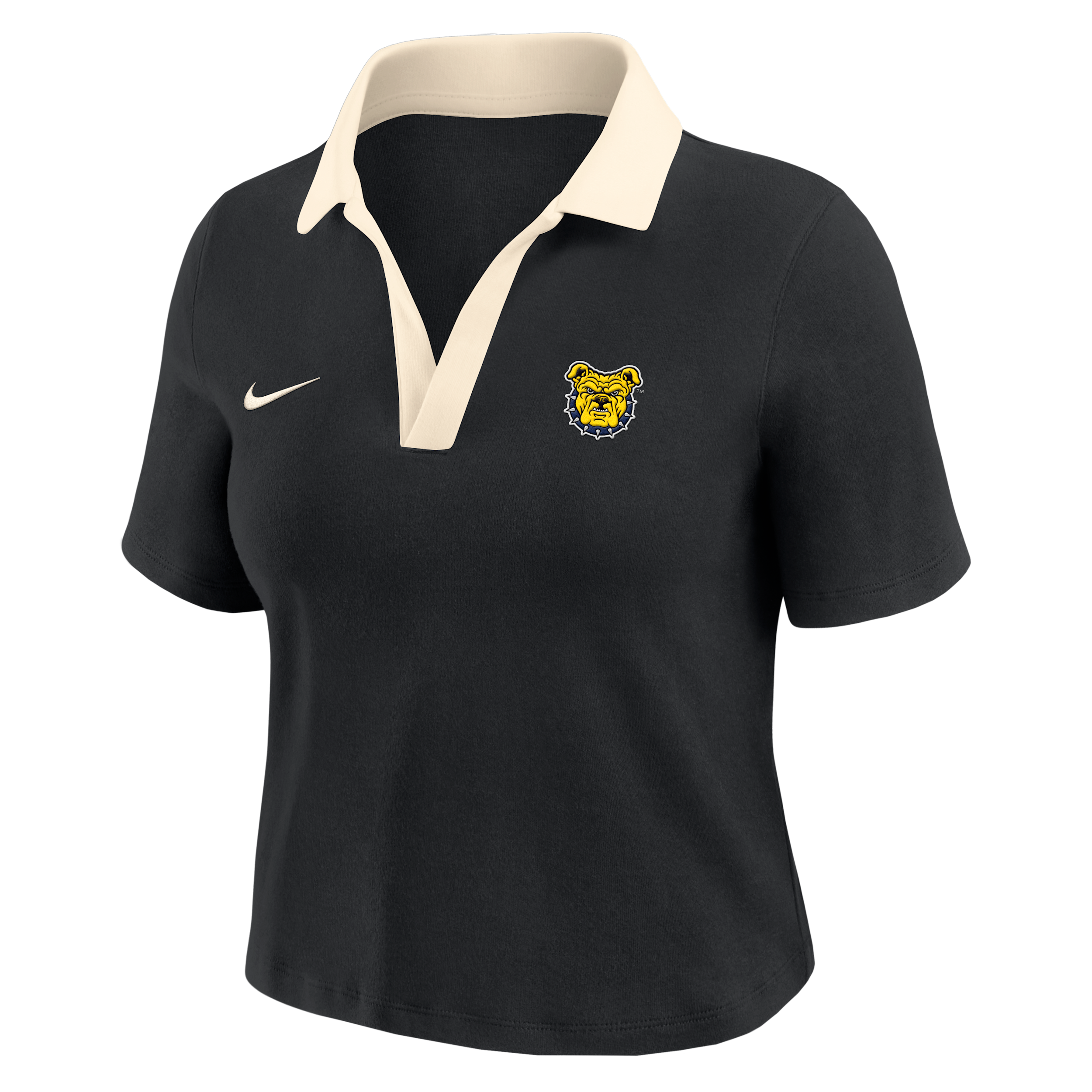 Nike Women's College (north Carolina A&t University) Short-sleeve Polo Crop Top In Black