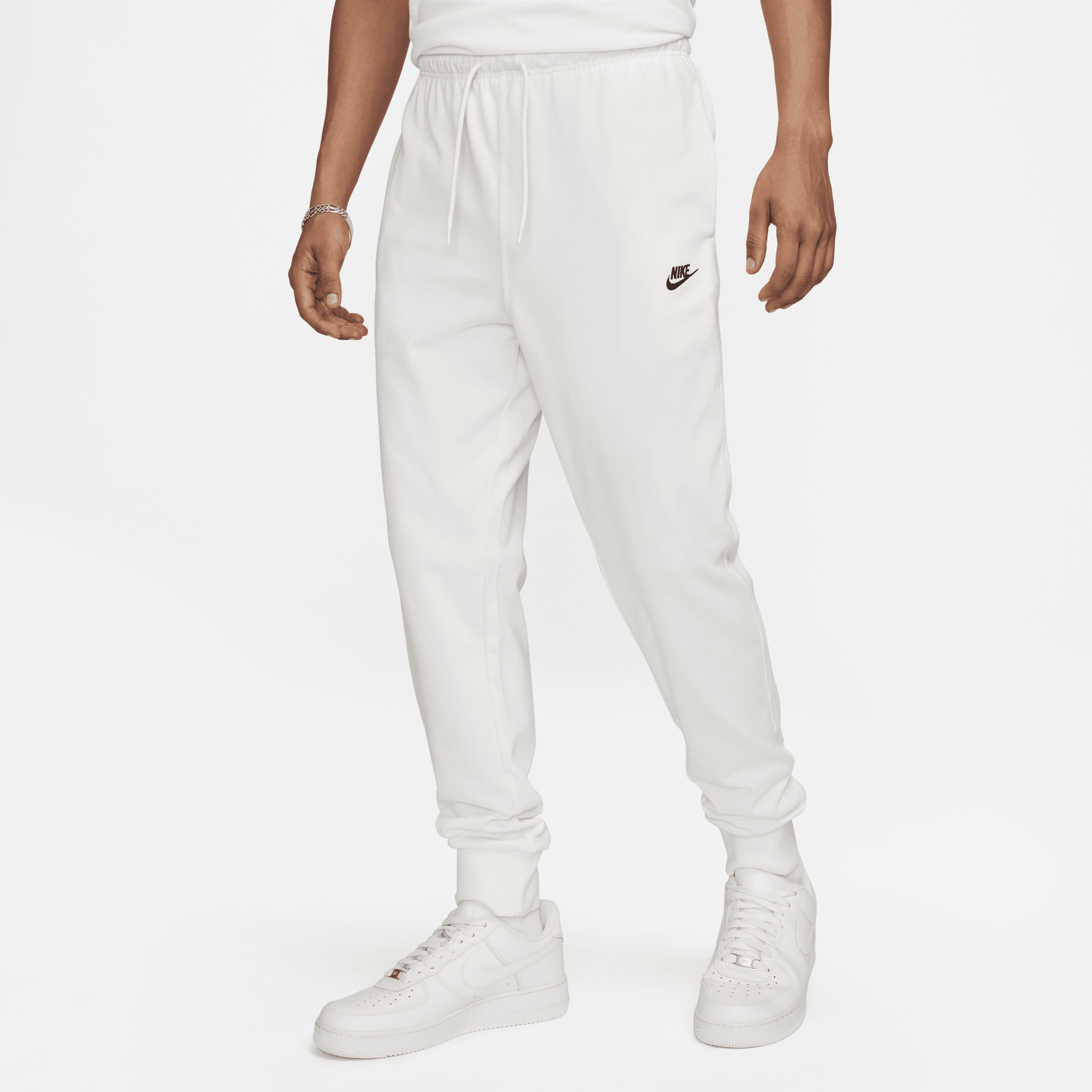 Shop Nike Men's Club Knit Jogger Pants In White
