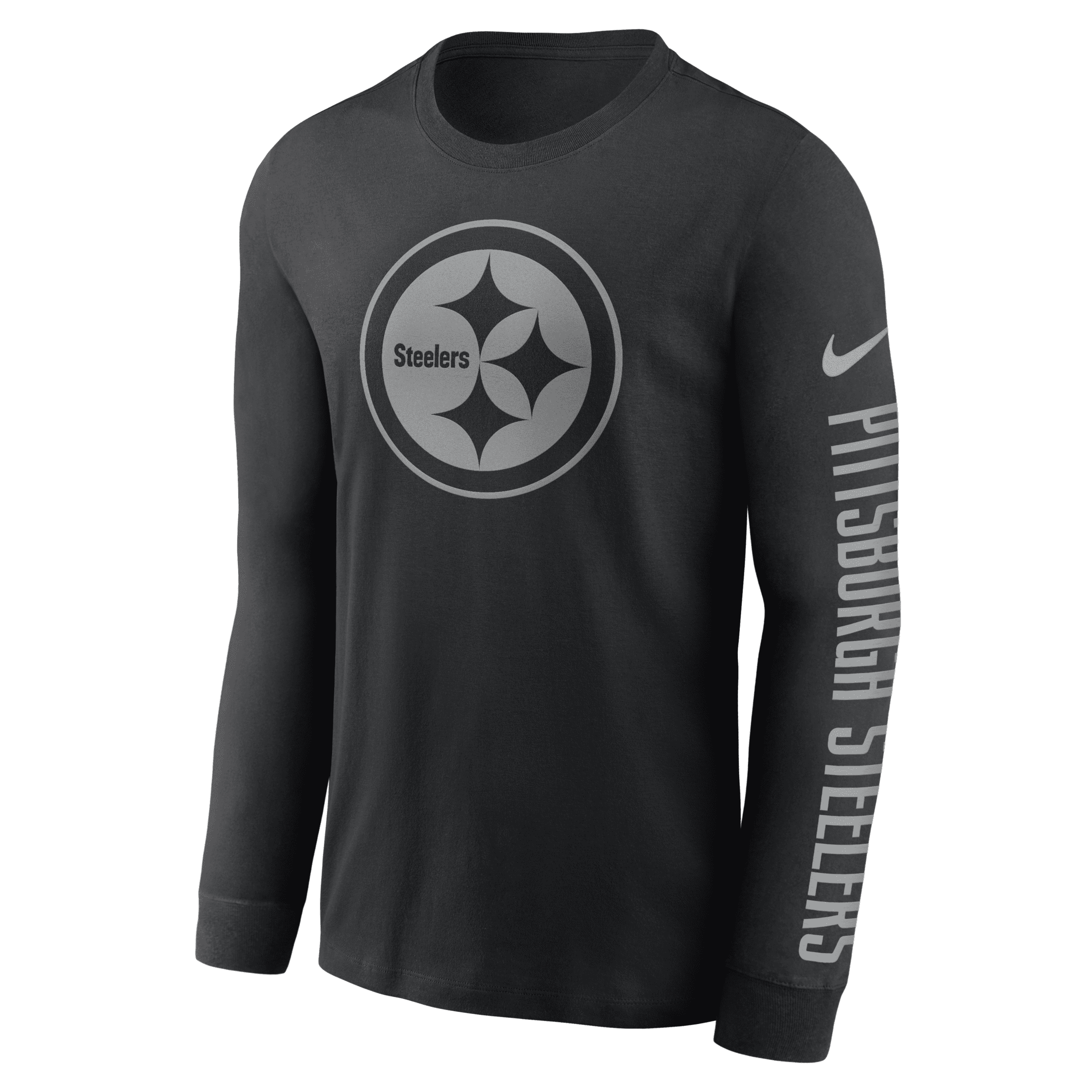 Nike Men's Rflctv Logo (nfl Pittsburgh Steelers) Menâs Long-sleeve T-shirt In Black