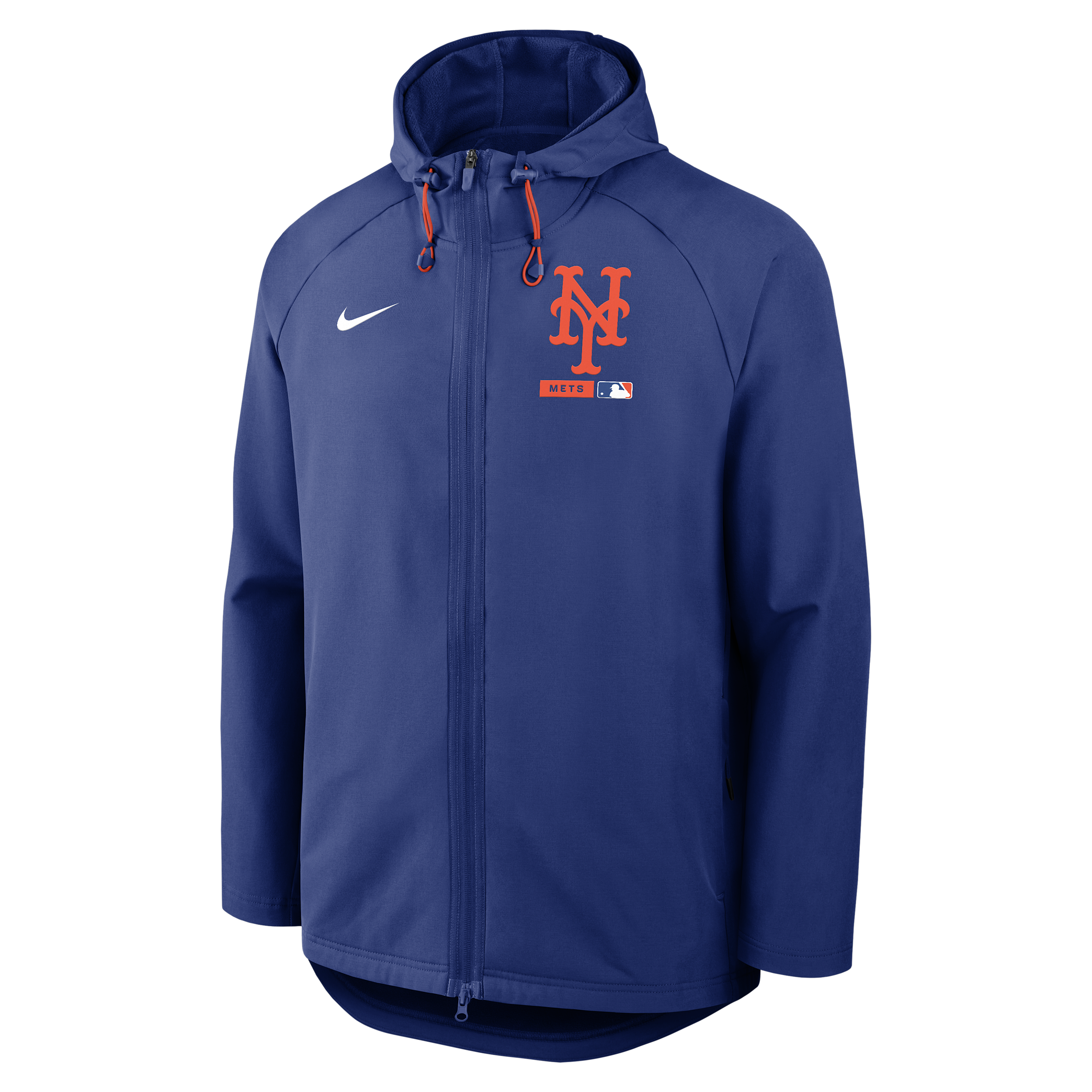 New York Mets Authentic Collection Nike Men's Therma-FIT MLB Full-Zip Hooded Jacket in Blue | 04HC156NNME-FHP
