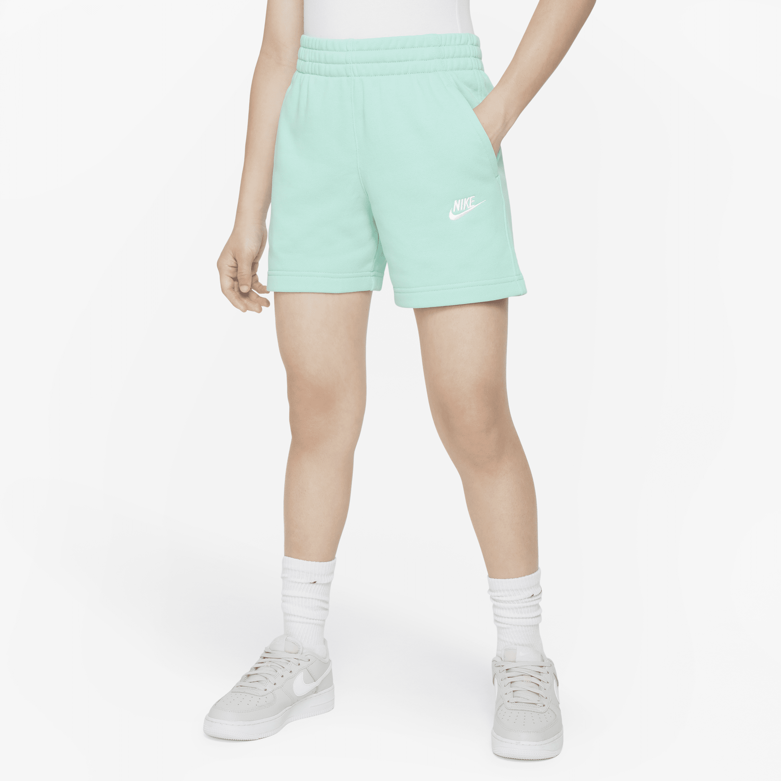 Nike Sportswear Club Fleece Big Kids' (girls') 5" French Terry Shorts In Green