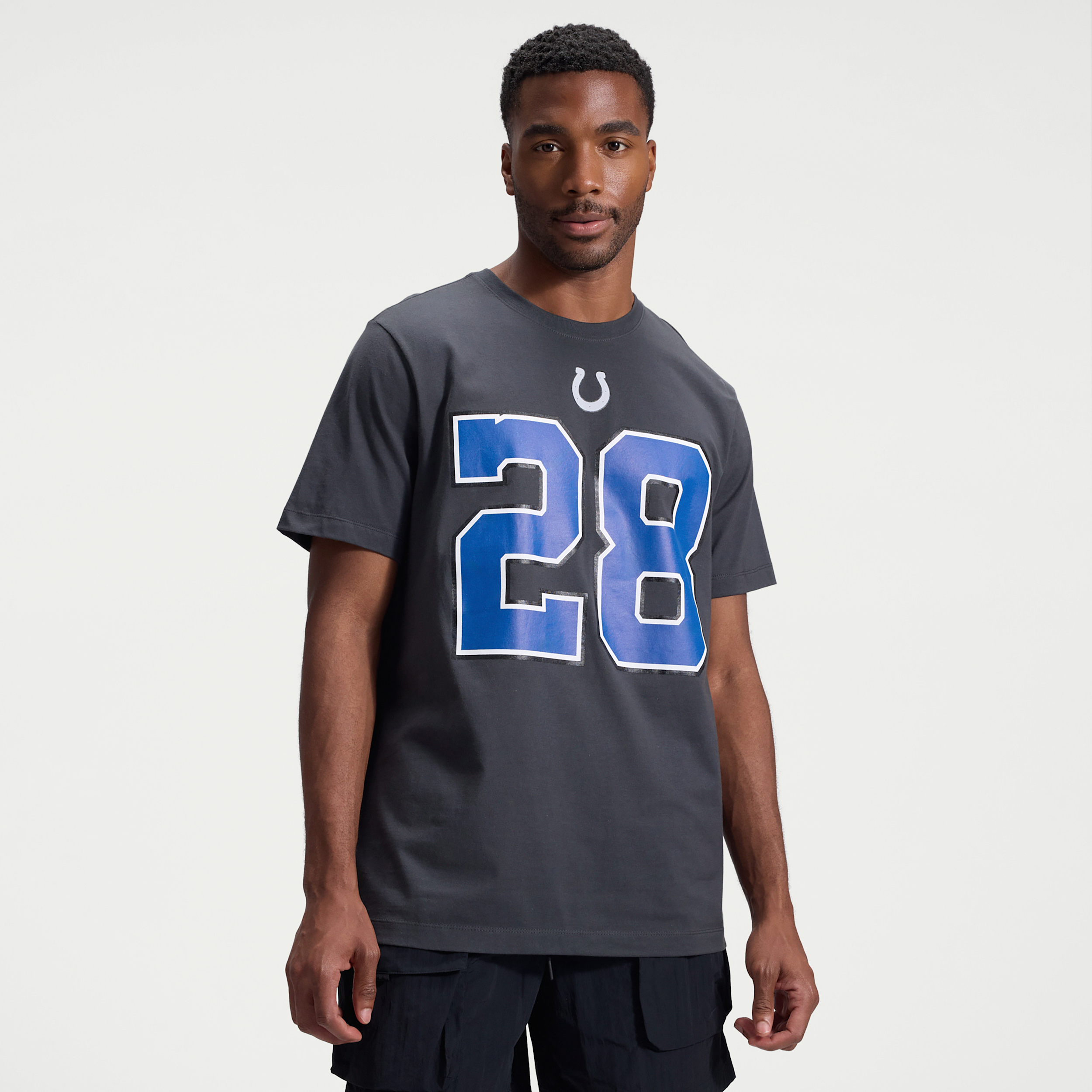 Men's Nike Jonathan Taylor Anthracite Indianapolis Colts 2026 Rivalries Collection Player Name & Number T-Shirt