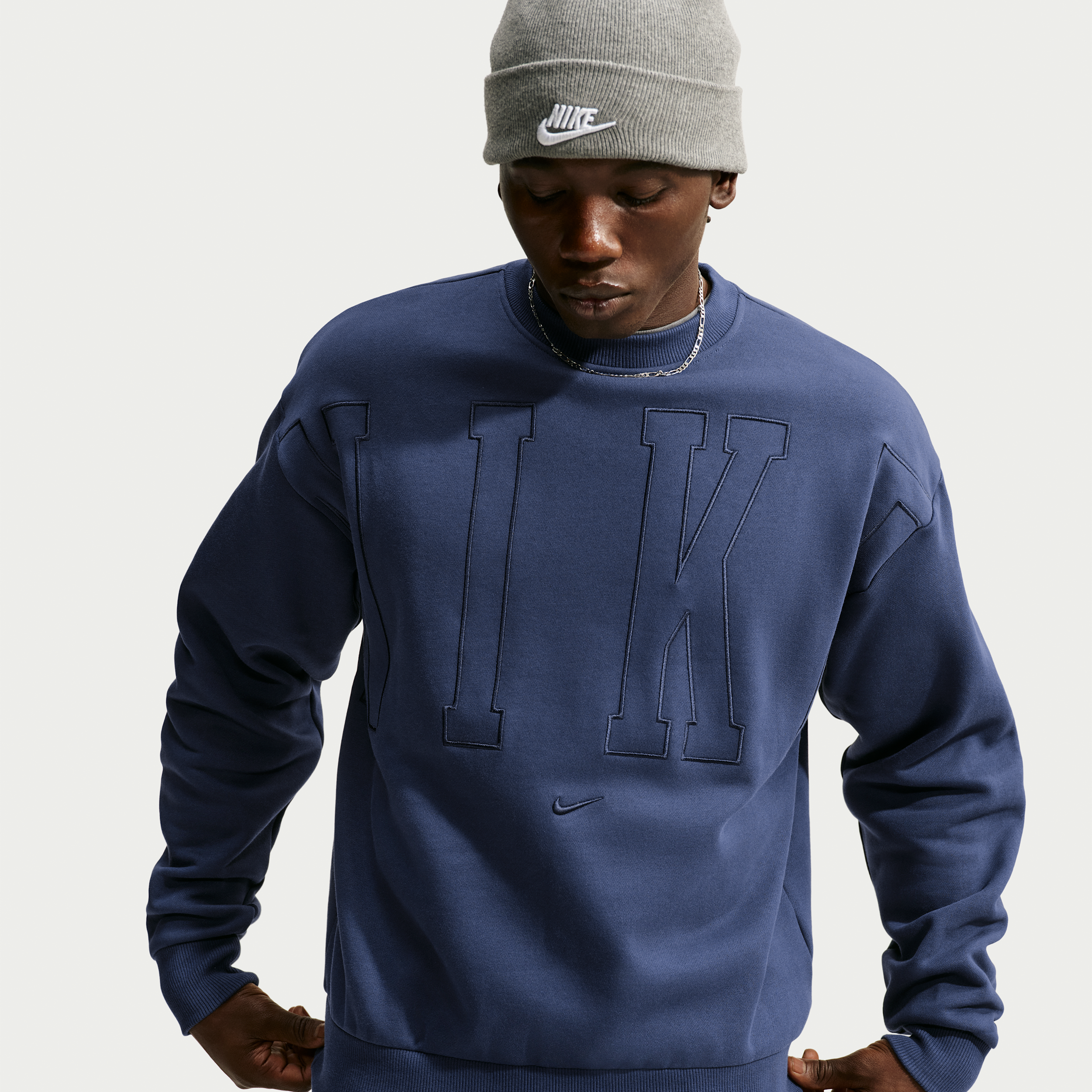 Nike Men's Solo Fleece Loose Crew-Neck Sweatshirt in Blue | IZ7847-410