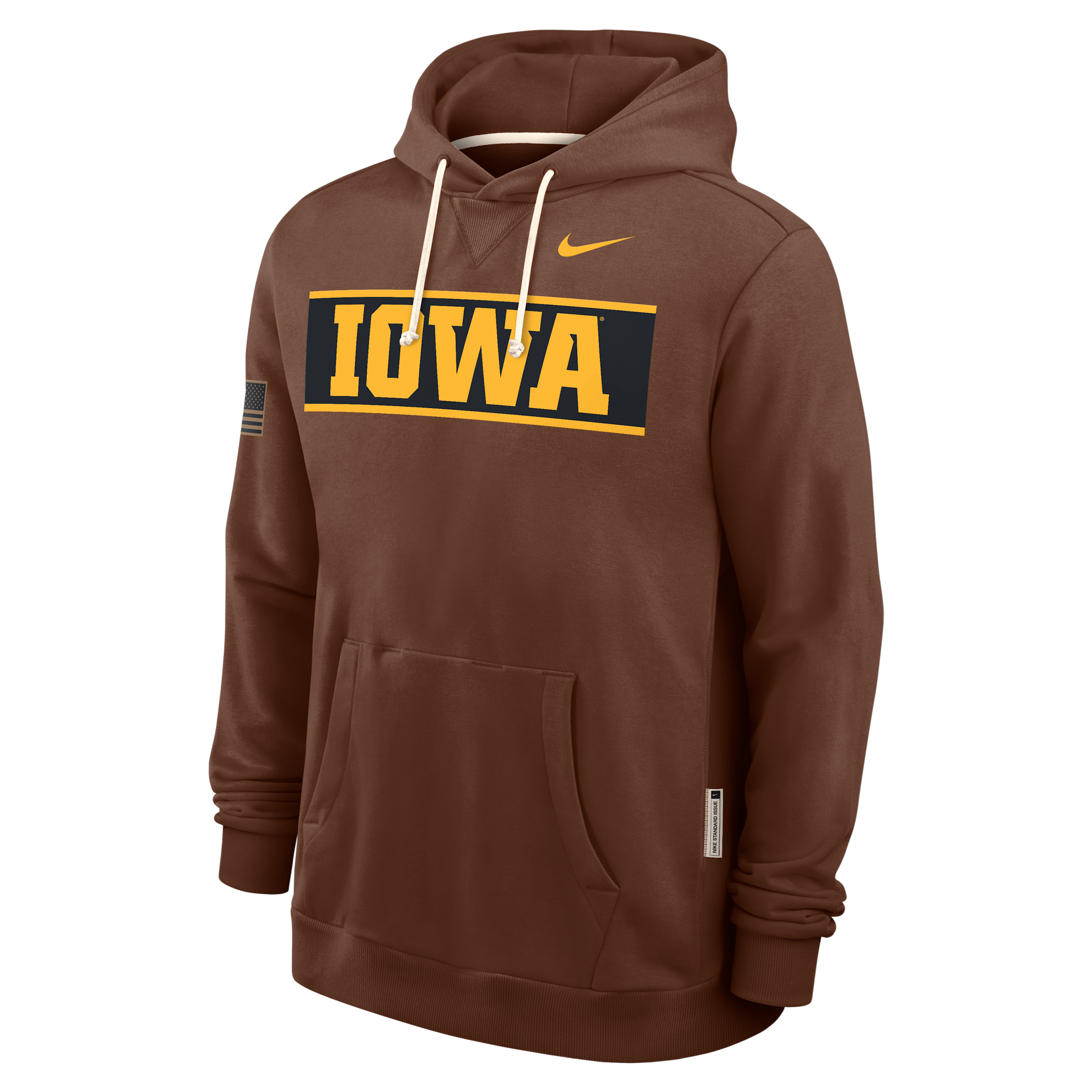 Iowa 2026 Military Appreciation Standard Issue Nike Men's Dri-FIT College Pullover Hoodie in Brown | 03AZ2GYIA-4EB