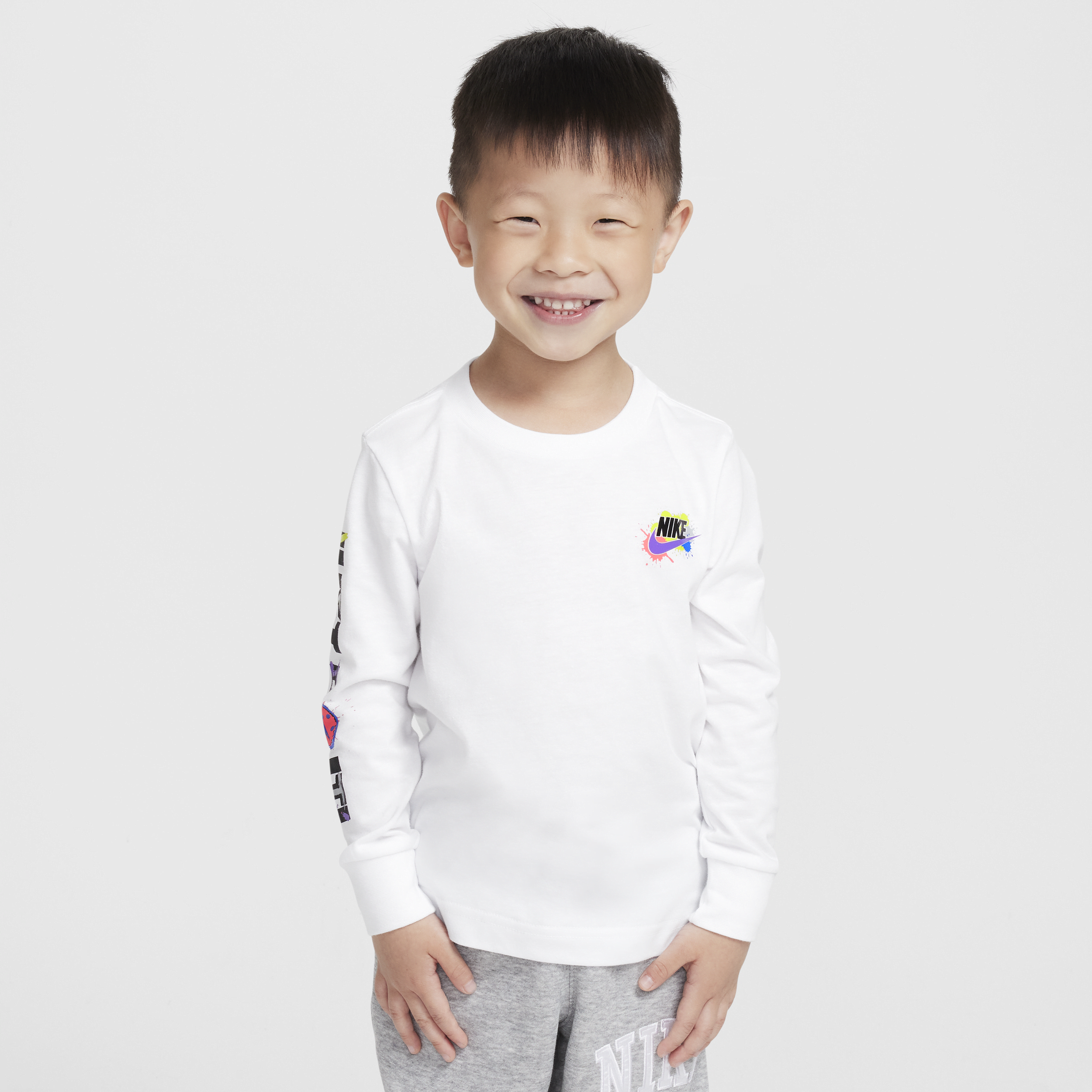 Nike Babies' "express Yourself" Toddler Long Sleeve T-shirt In White