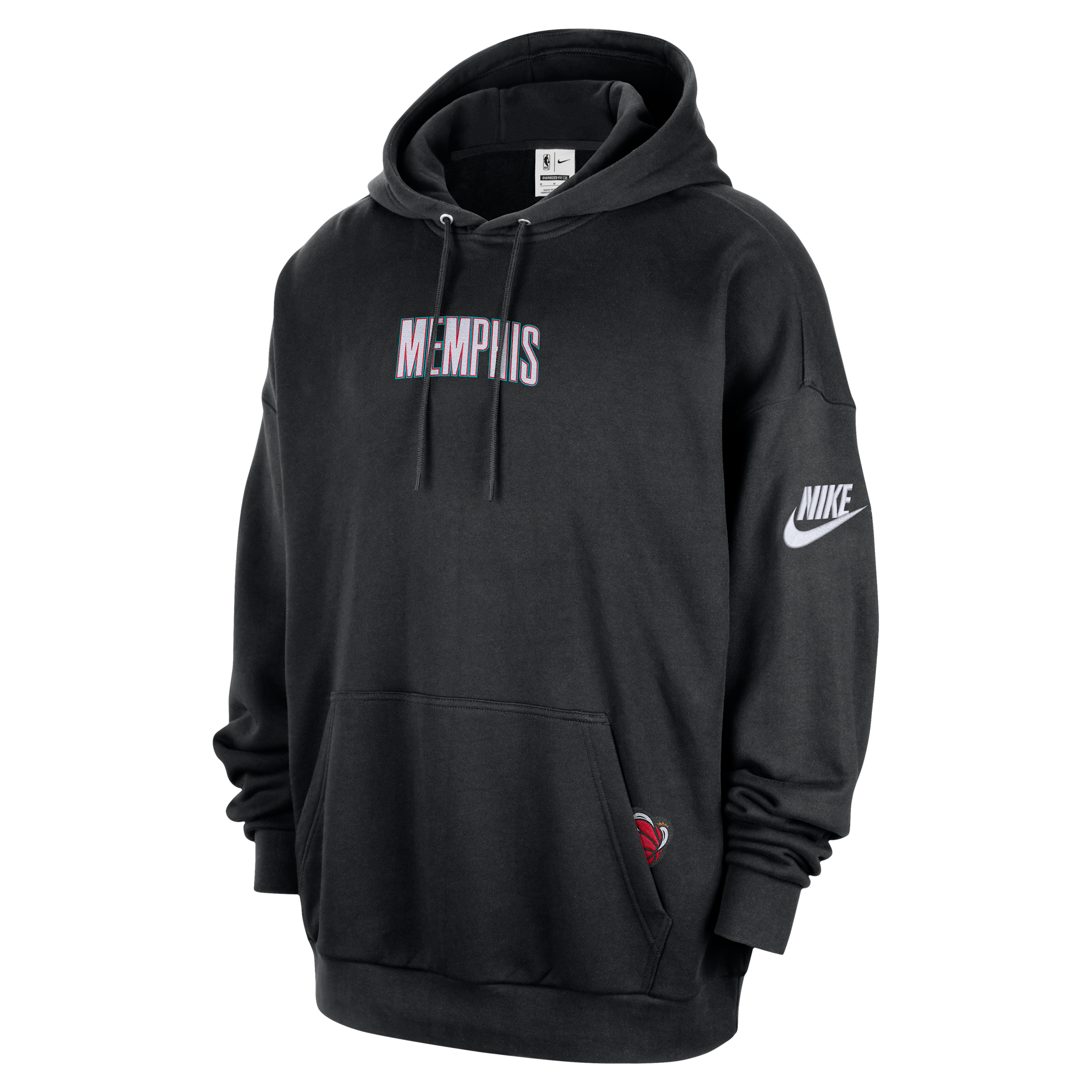 Memphis Grizzlies 2025/26 Hardwood Classics Nike Men's Club NBA Premium Pull-Over Hoodie in Black | HQ5308-010