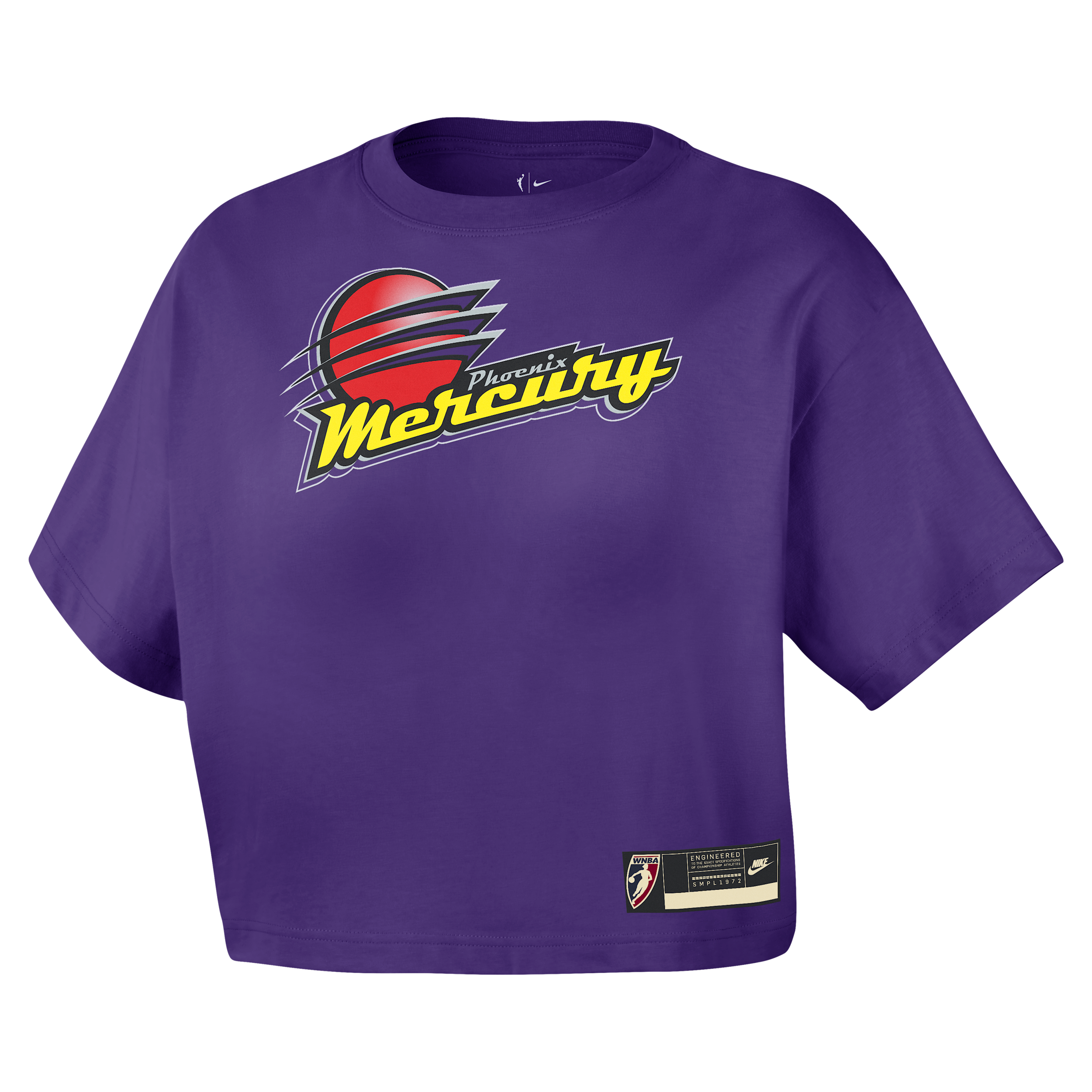Nike Women's Purple Phoenix Mercury Throwback Cropped Court Origins T-Shirt - Purple