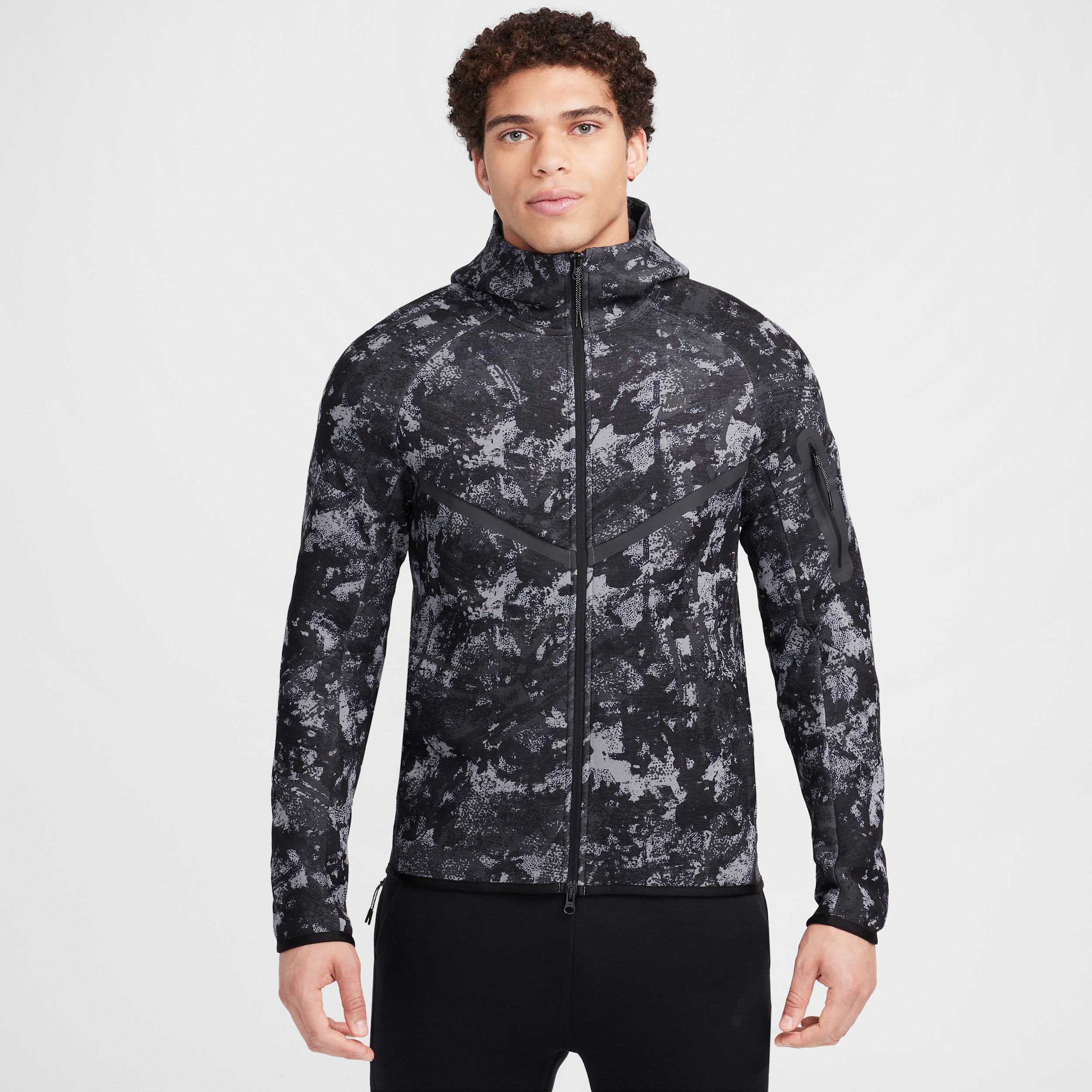 Nike Men's Tech Windrunner Fleece Full-zip Hoodie In Grey