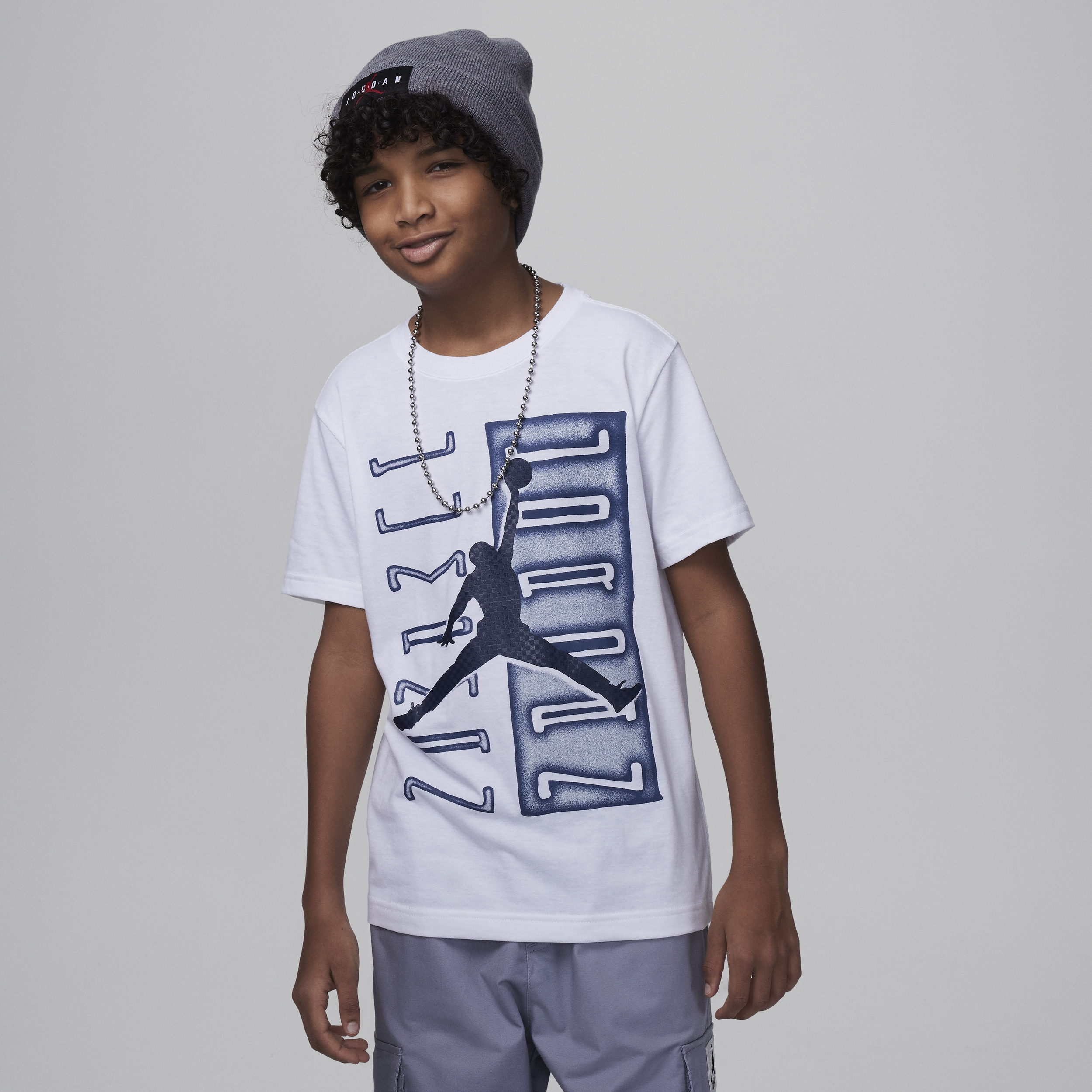 Shop Jordan Air  Big Kids' Aj11 Vertical Columns T-shirt In White