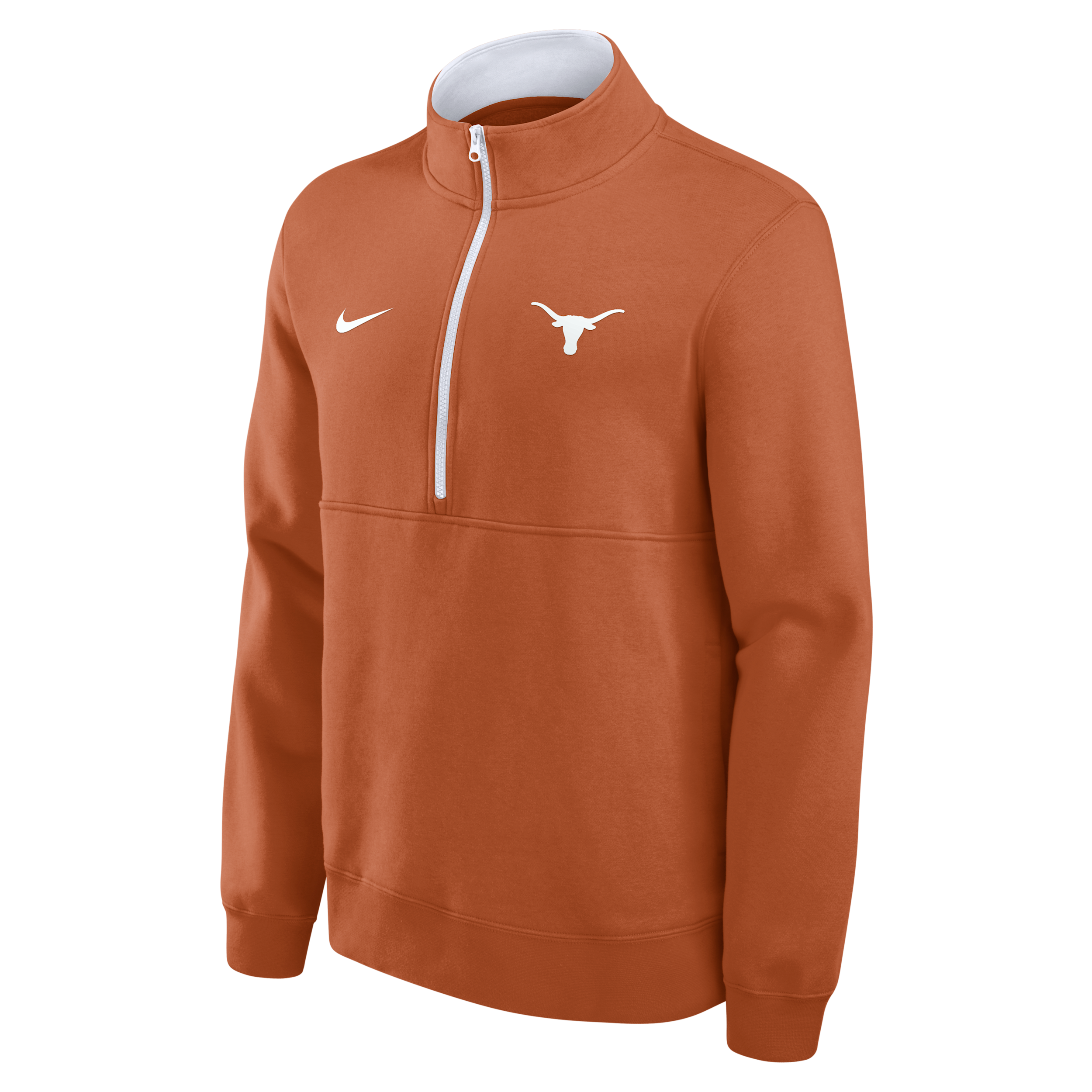 Nike Men's Texas Orange Texas Longhorns Primetime Club Fleece Half-Zip Pullover Sweatshirt - Texas Orange, White