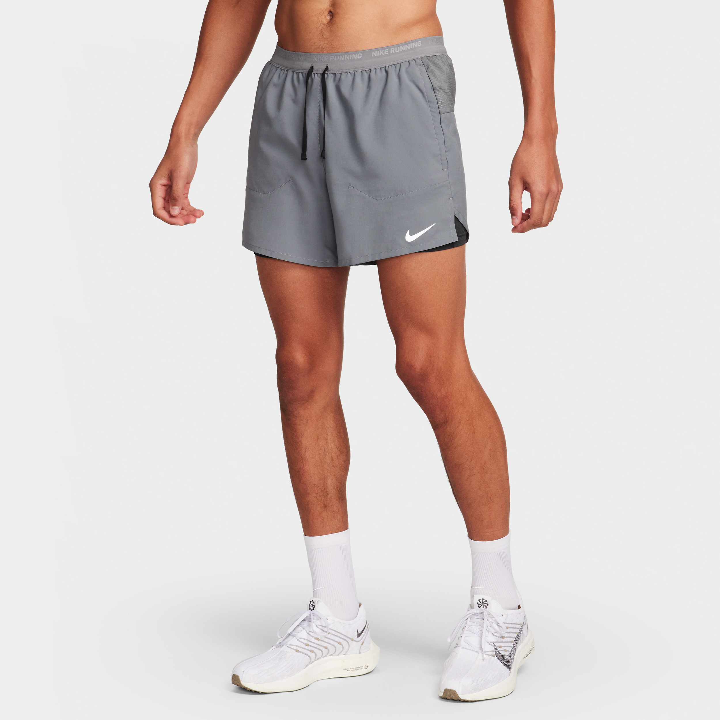 Shop Nike Men's Stride Dri-fit 5" 2-in-1 Running Shorts In Grey
