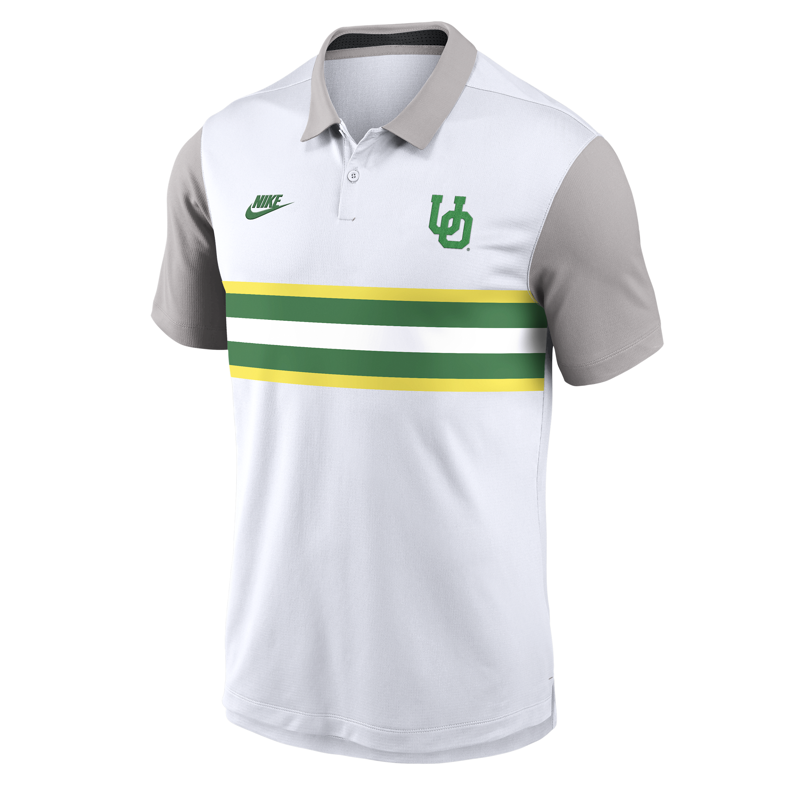 Nike White/gray Oregon Ducks Athletic Prep Legacy Logo Vapor Performance Polo In Multi