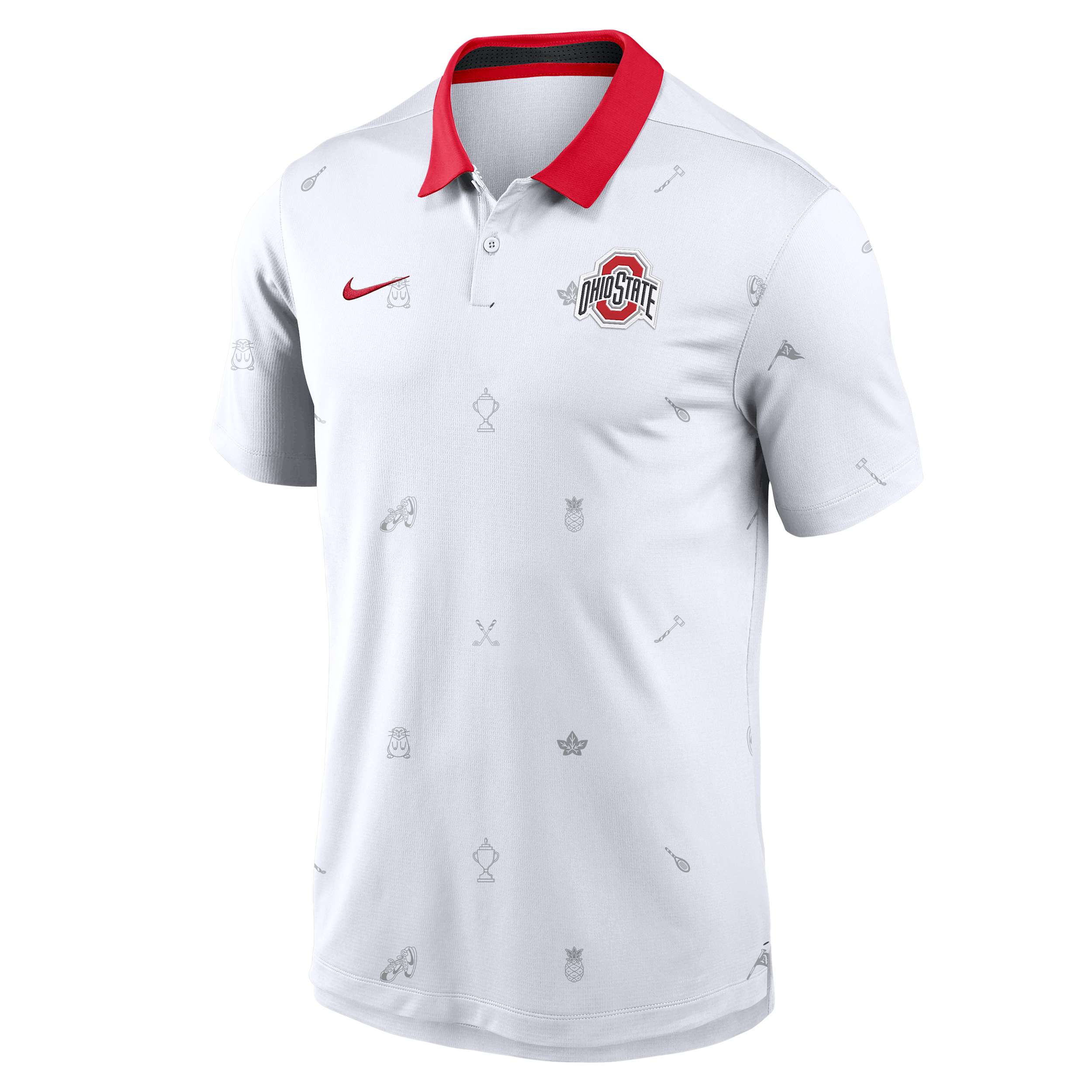 Ohio State Vapor Pattern Nike Men's Dri-FIT College Polo in White | 00HT075KOH-RNS