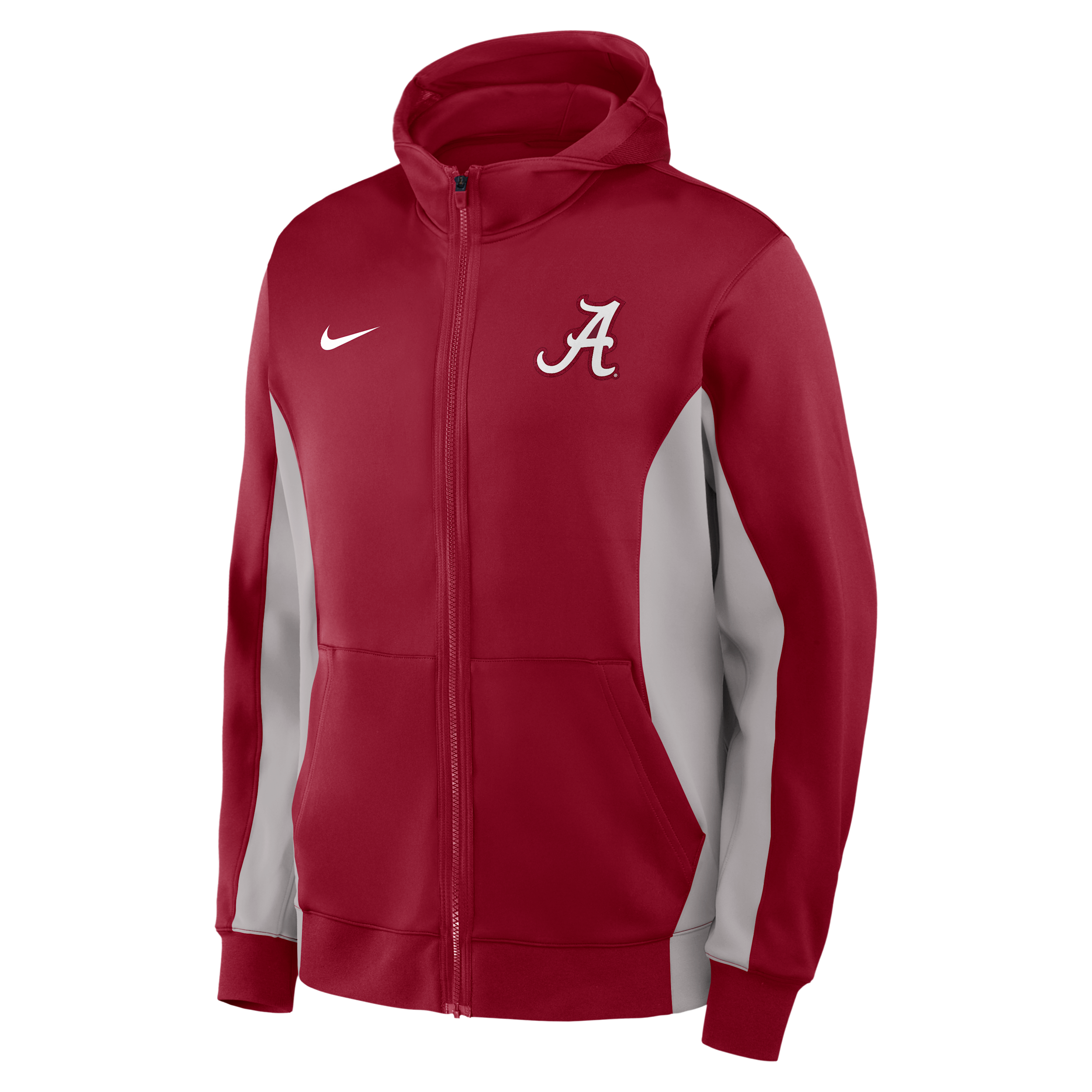 Nike Men's Crimson/Gray Alabama Crimson Tide Courtside Game Dri-fit Full-Zip Hooded Jacket - Crimson