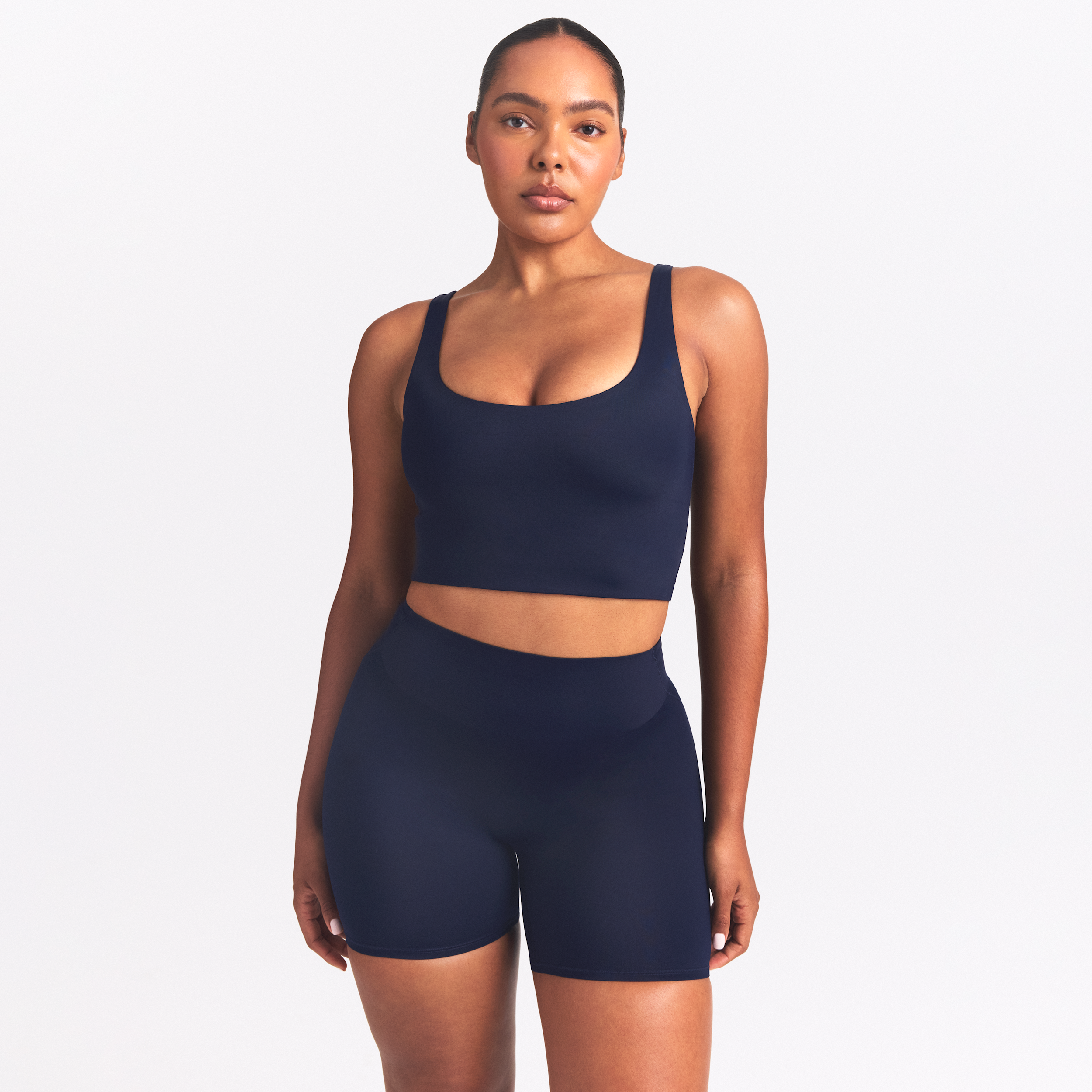 Nike Women's SKIMS Shine Scoop-Neck Bra Top in Blue | BRSPT5149W-NVY