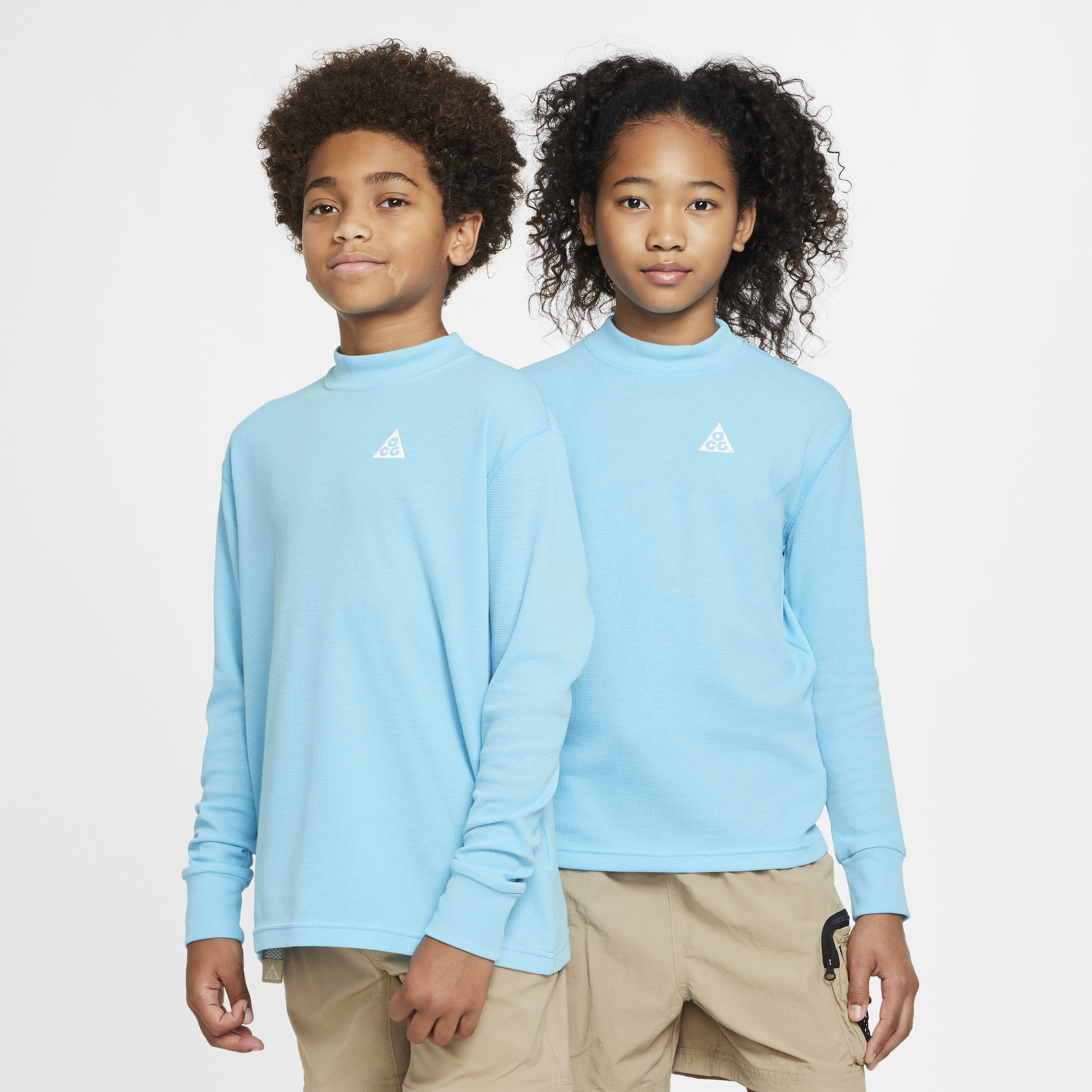 Nike Acg Big Kids' Dri-fit Long-sleeve Waffle Top In Blue