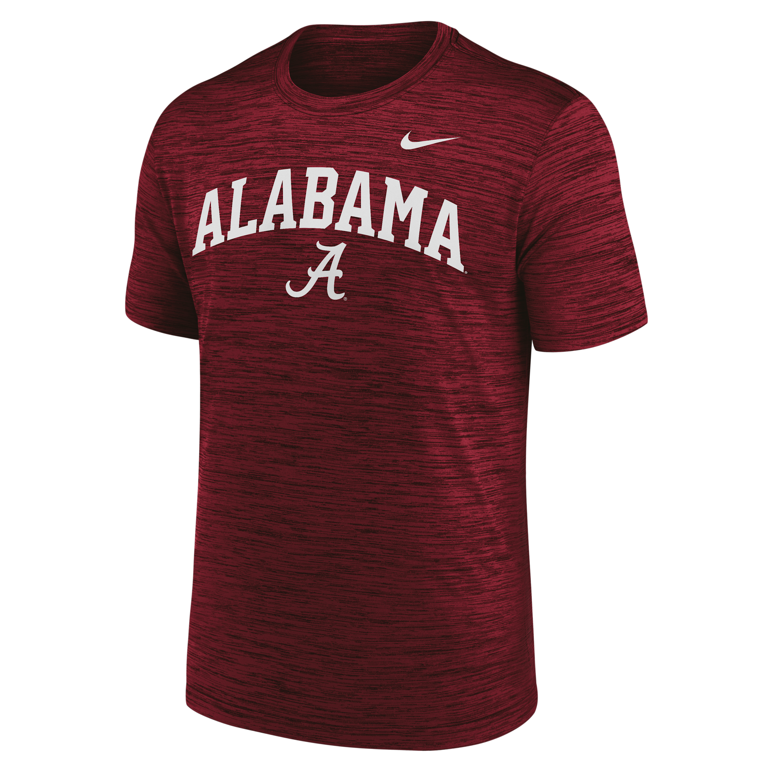 Nike Men's Alabama Crimson Tide Primetime Arch Logo Velocity Cross-Dyed Crewneck T-Shirt - Crimson