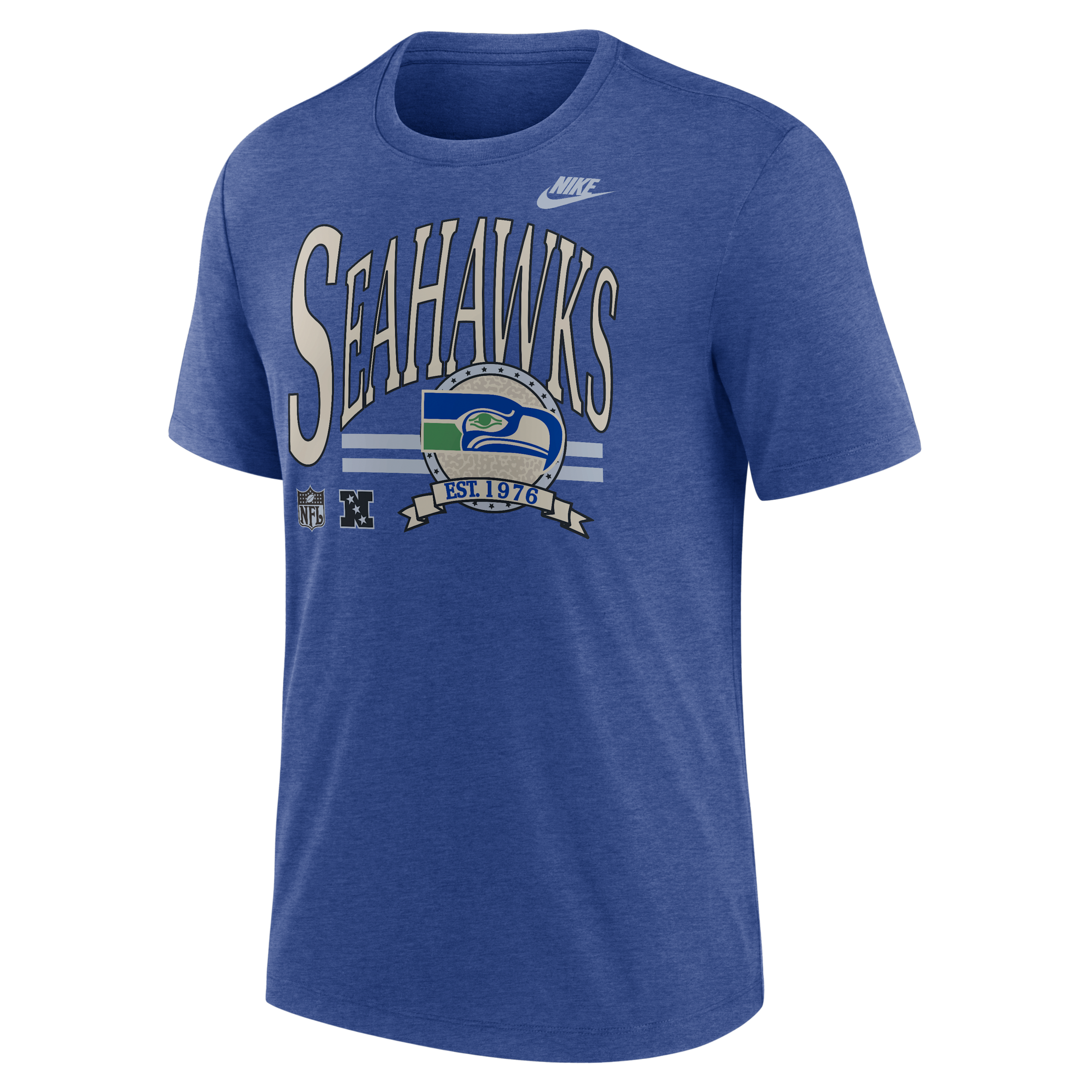 Nike Men's Seattle Seahawks Rewind Tri-Blend Retro T-Shirt - Heather Royal