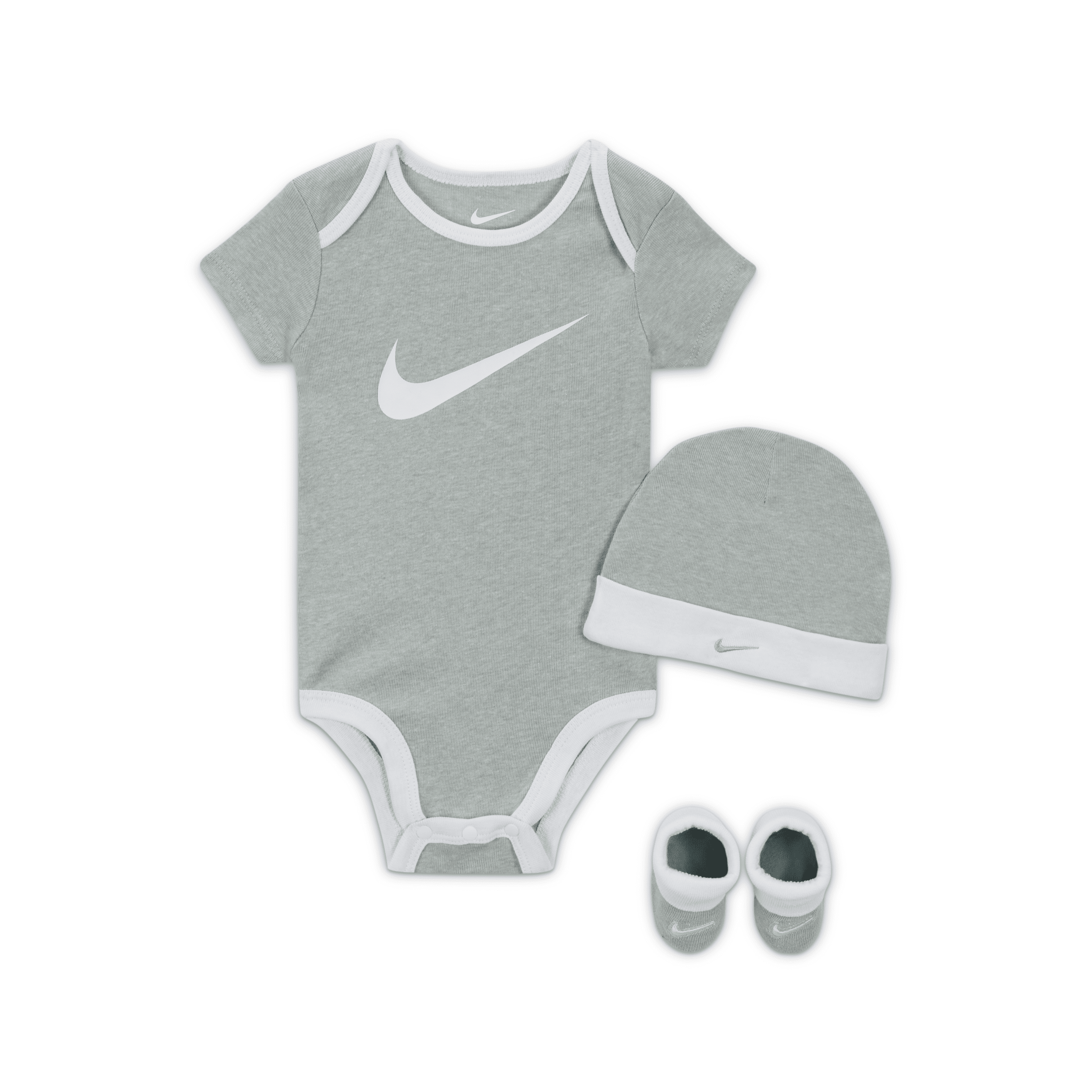 Nike Baby (0-6m) Bodysuit, Hat And Booties Box Set In Grey