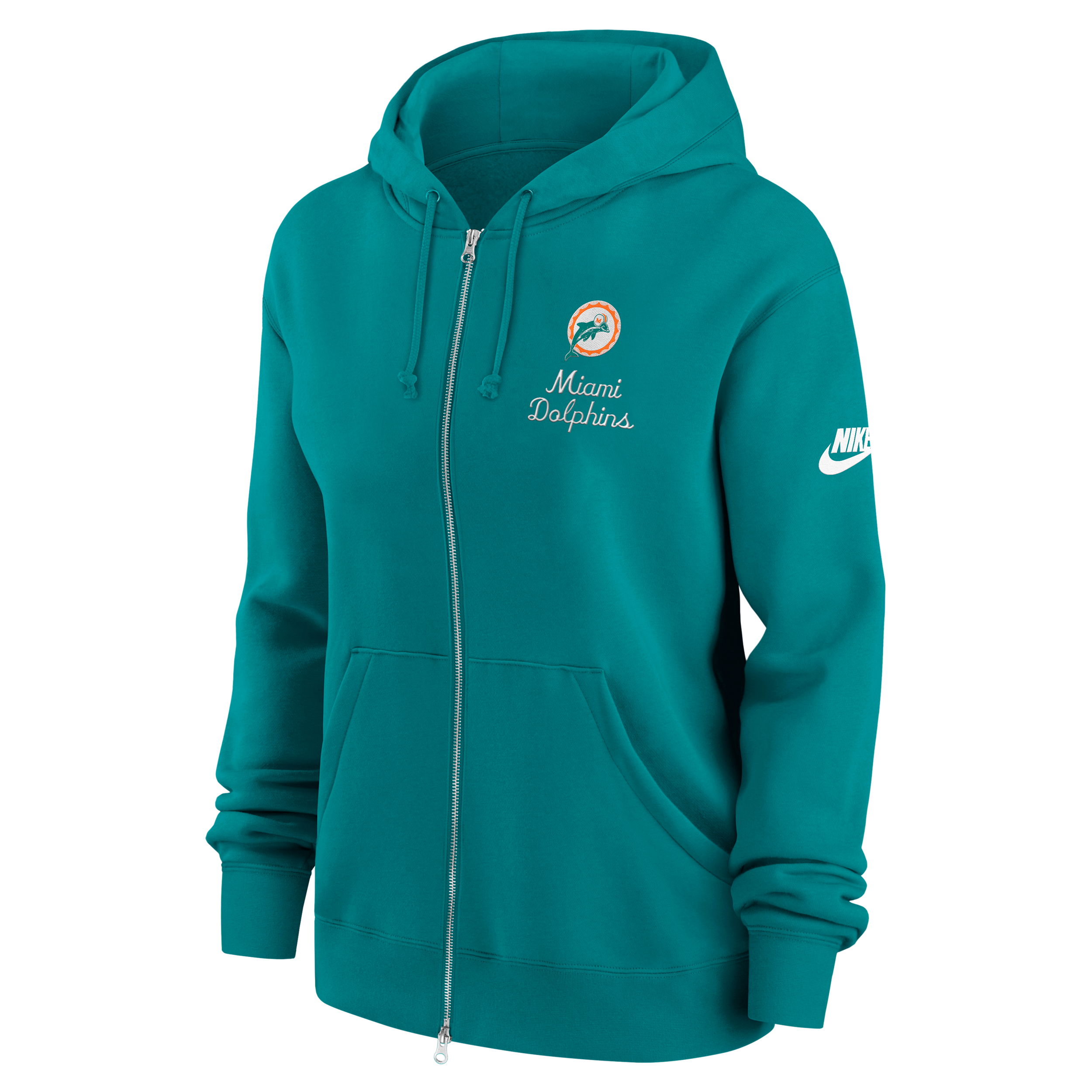 Nike Miami Dolphins Phoenix Rewind Women's Nfl Full-zip Hoodie In Green