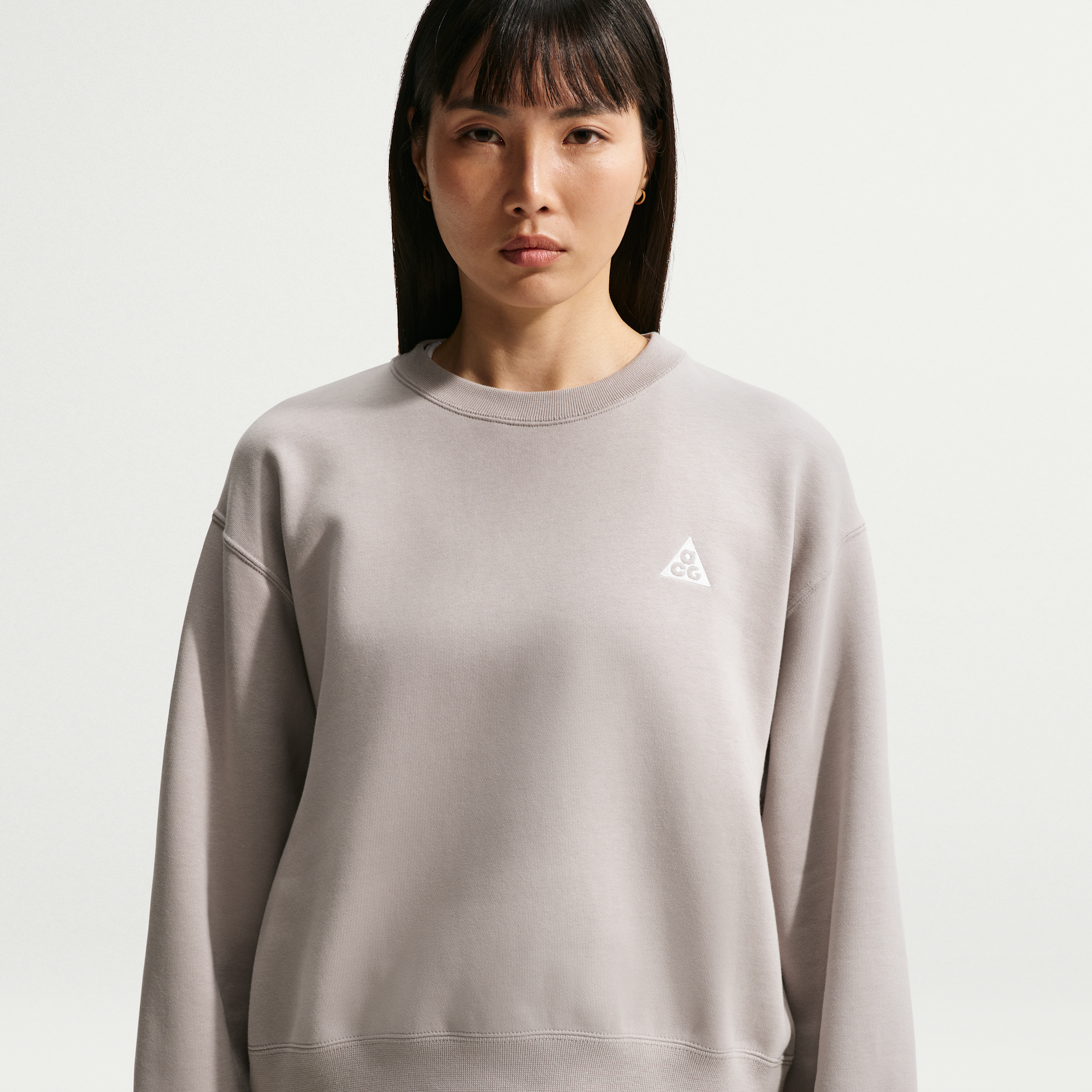 Women's Nike ACG Tuff Fleece Therma-FIT Crew-Neck Sweatshirt in Grey | IH0715-009