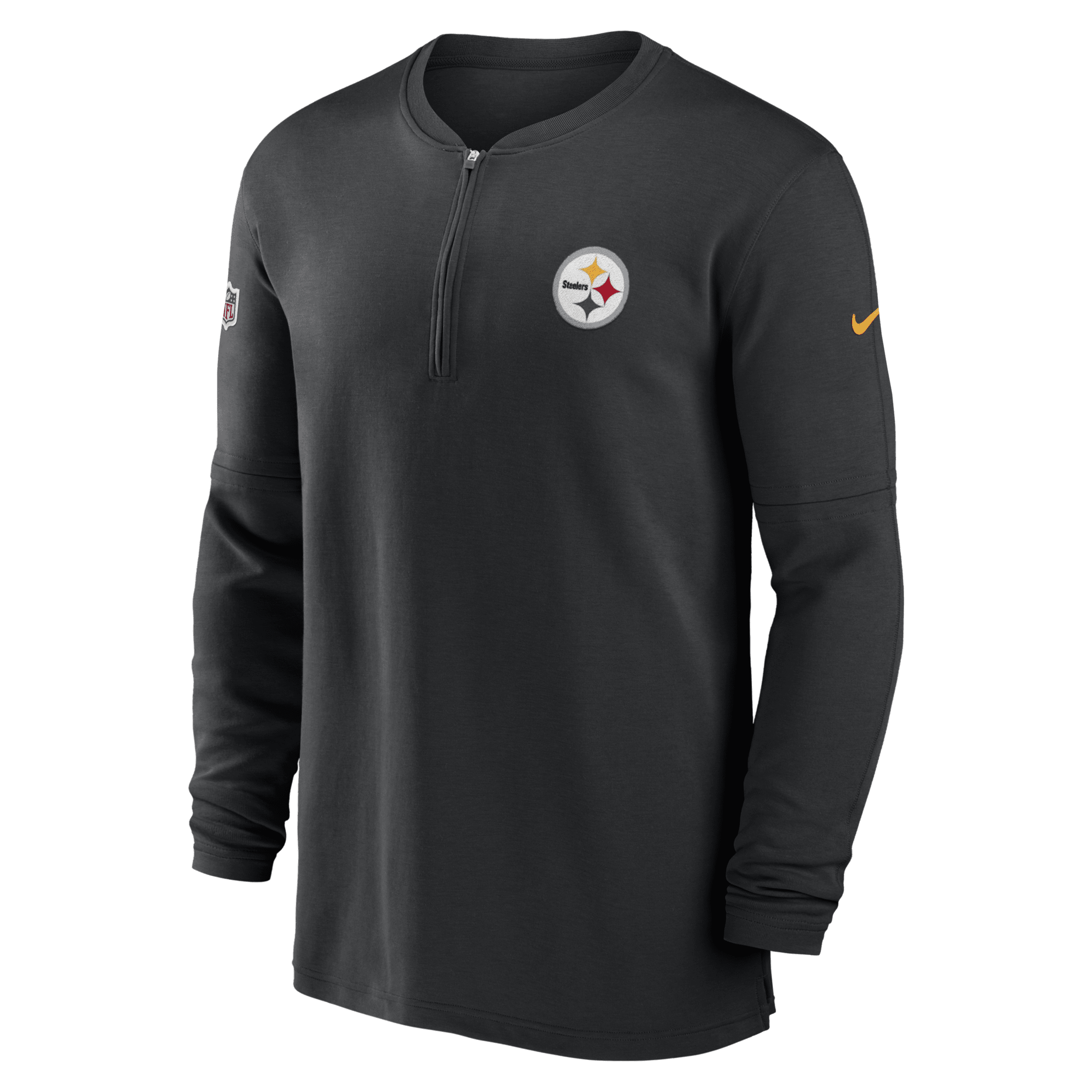 Shop Nike Pittsburgh Steelers Sideline Menâs  Men's Dri-fit Nfl 1/2-zip Long-sleeve Top In Black