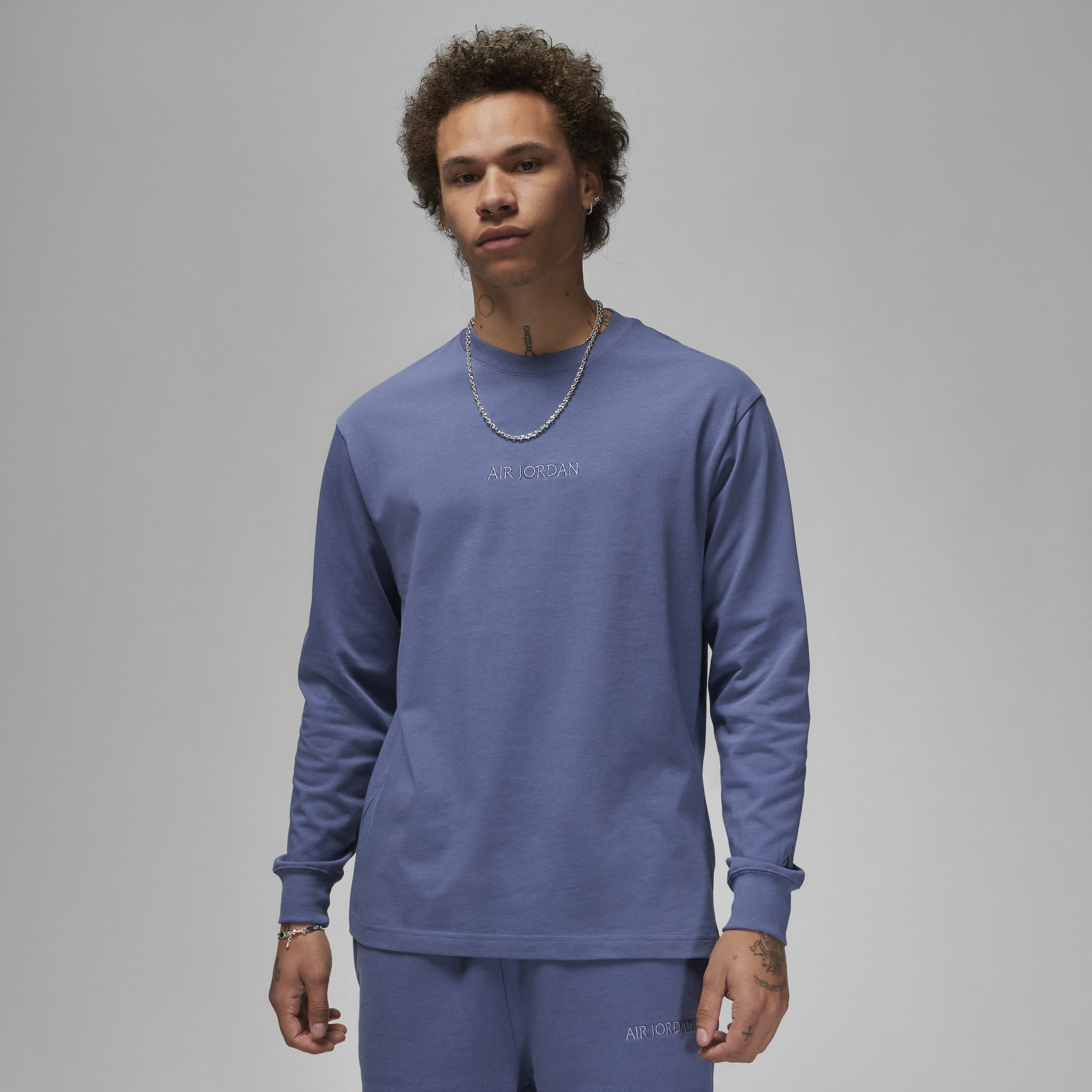 Jordan Men's  Wordmark Long-sleeve T-shirt In Blue