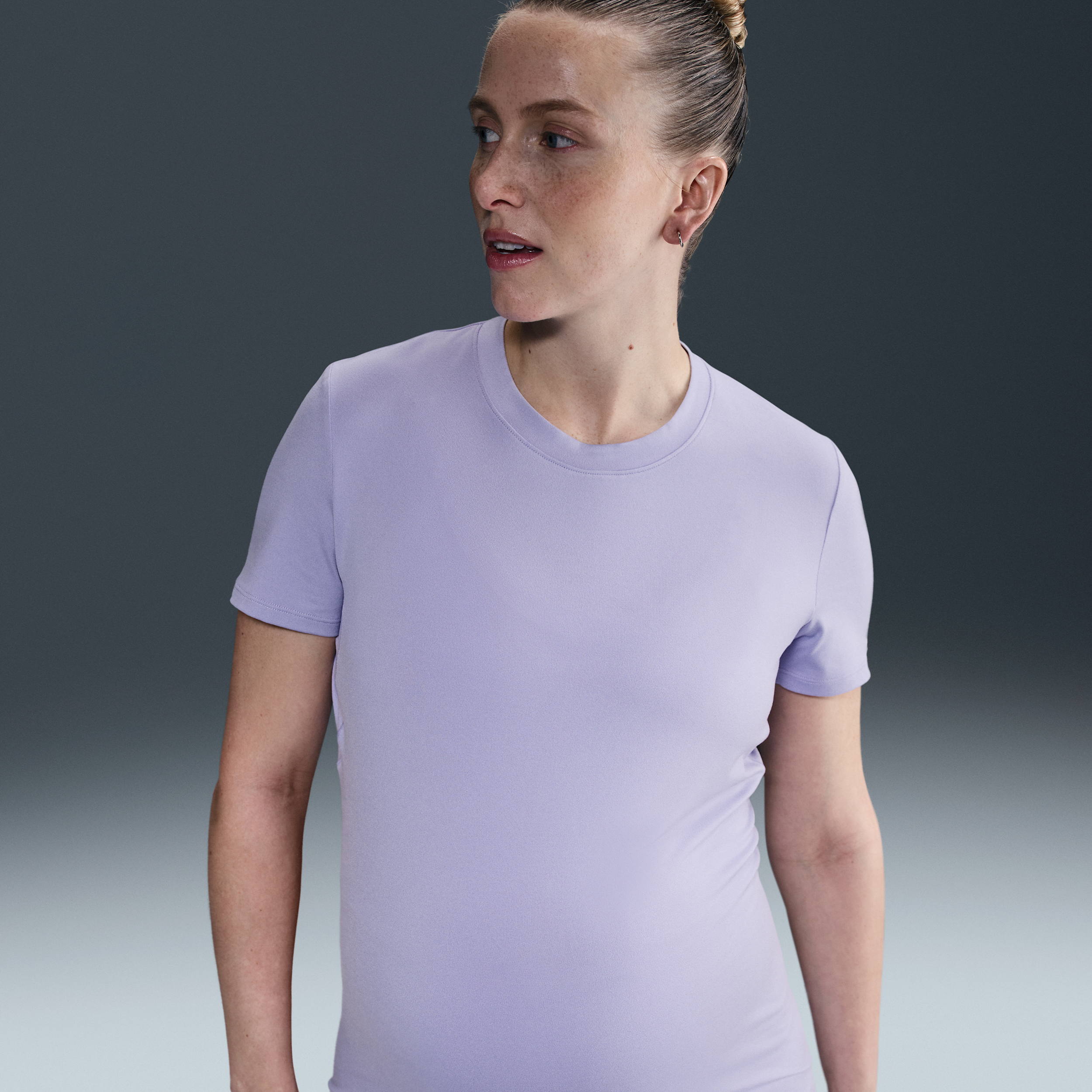 Nike Women's (m) One Dri-fit Slim-fit Short-sleeve Top (maternity) In Purple
