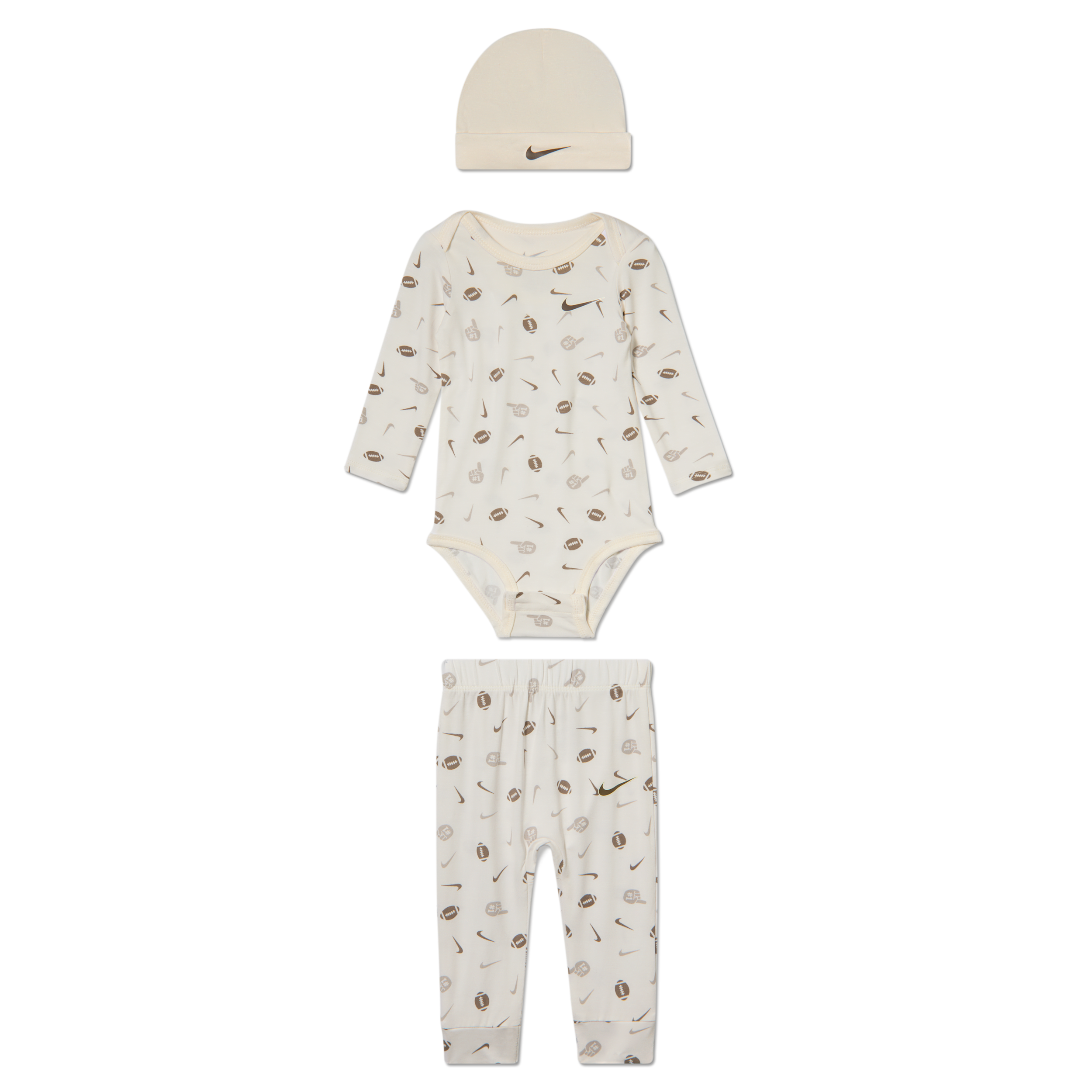 Nike Baby Boys' Readyset Grow Long-Sleeve Bodysuit, Pants and Beanie, 3-Piece Set - Pale Ivory