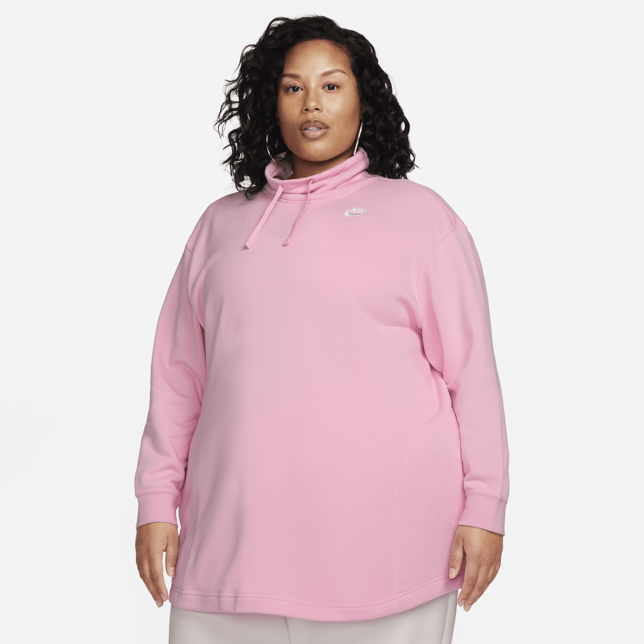 Nike Women's  Sportswear Club Fleece Oversized Mock-neck Sweatshirt (plus Size) In Pink