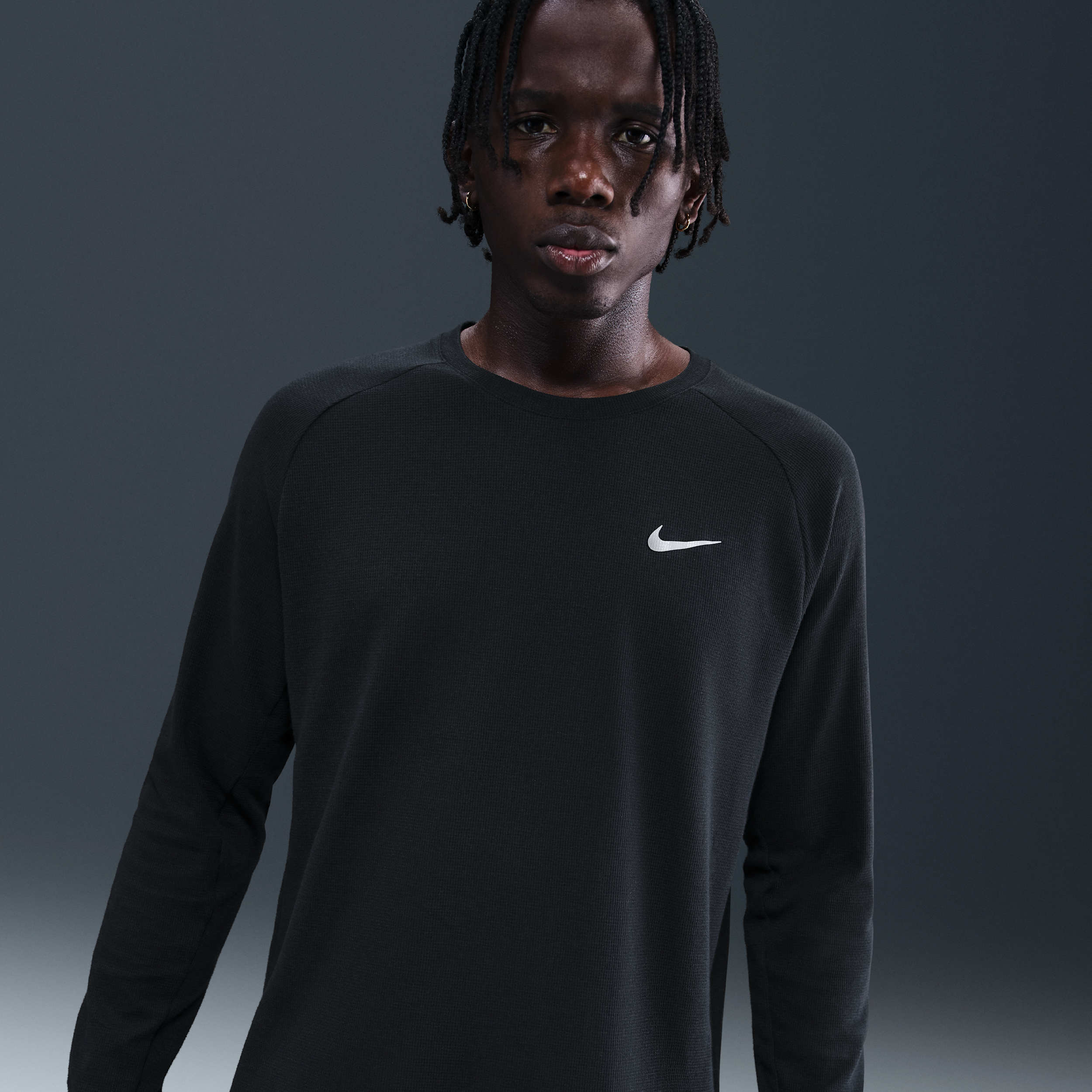 Nike Men's Stride Dri-fit Running Waffle Crew In Black